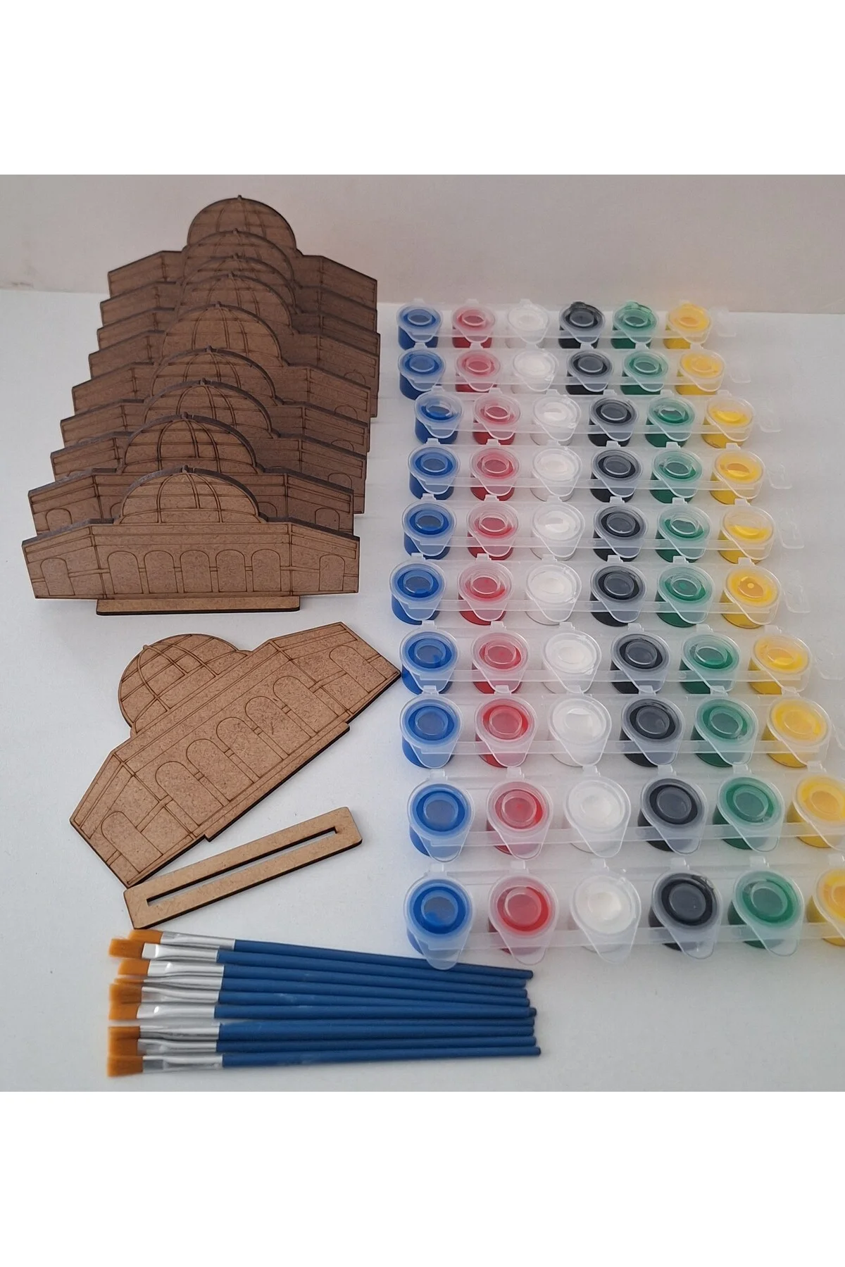 10 Mescidi Aksa Cami Maket 10 Boya 10 Fırça Ahşap Boyama Dini Aktivite Okul Kurs Etkinlik Hobi Seti - Ebrulisler Görsel 2