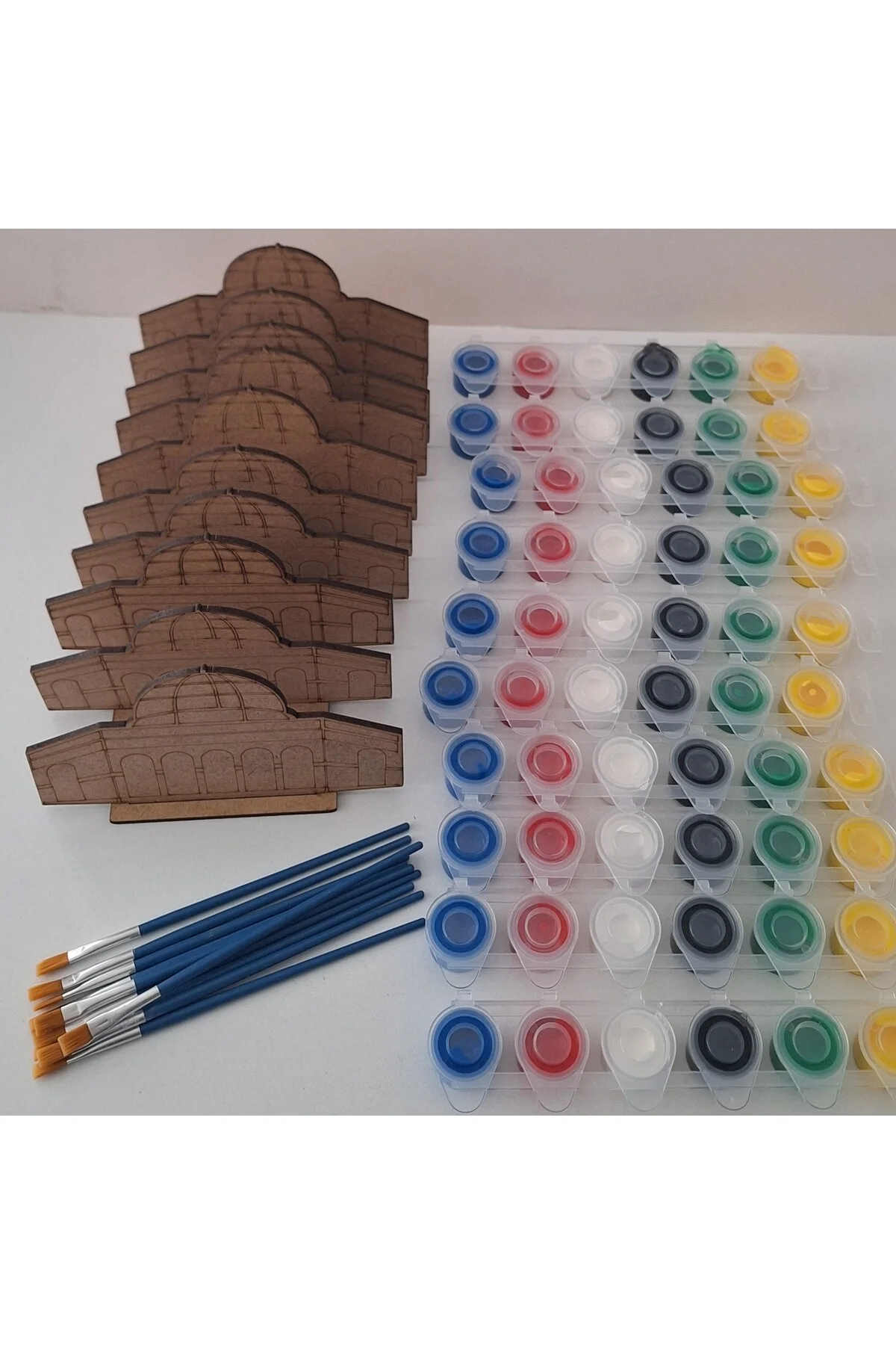 10 Mescidi Aksa Cami Maket 10 Boya 10 Fırça Ahşap Boyama Dini Aktivite Okul Kurs Etkinlik Hobi Seti - Ebrulisler Görsel 3