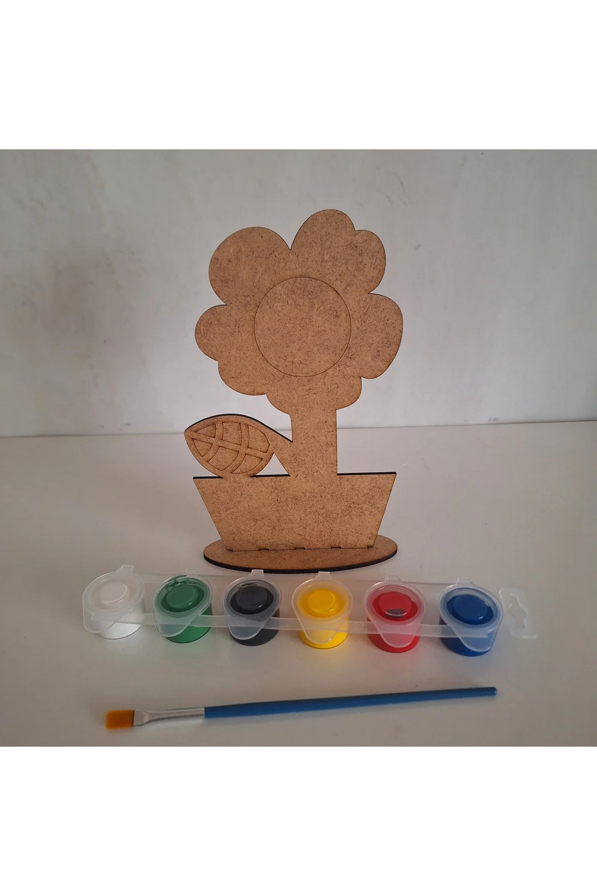 Vazoda Papatya Çocuk Ahşap Boyama Aktivite Etkinlik Sanat Hobi Seti