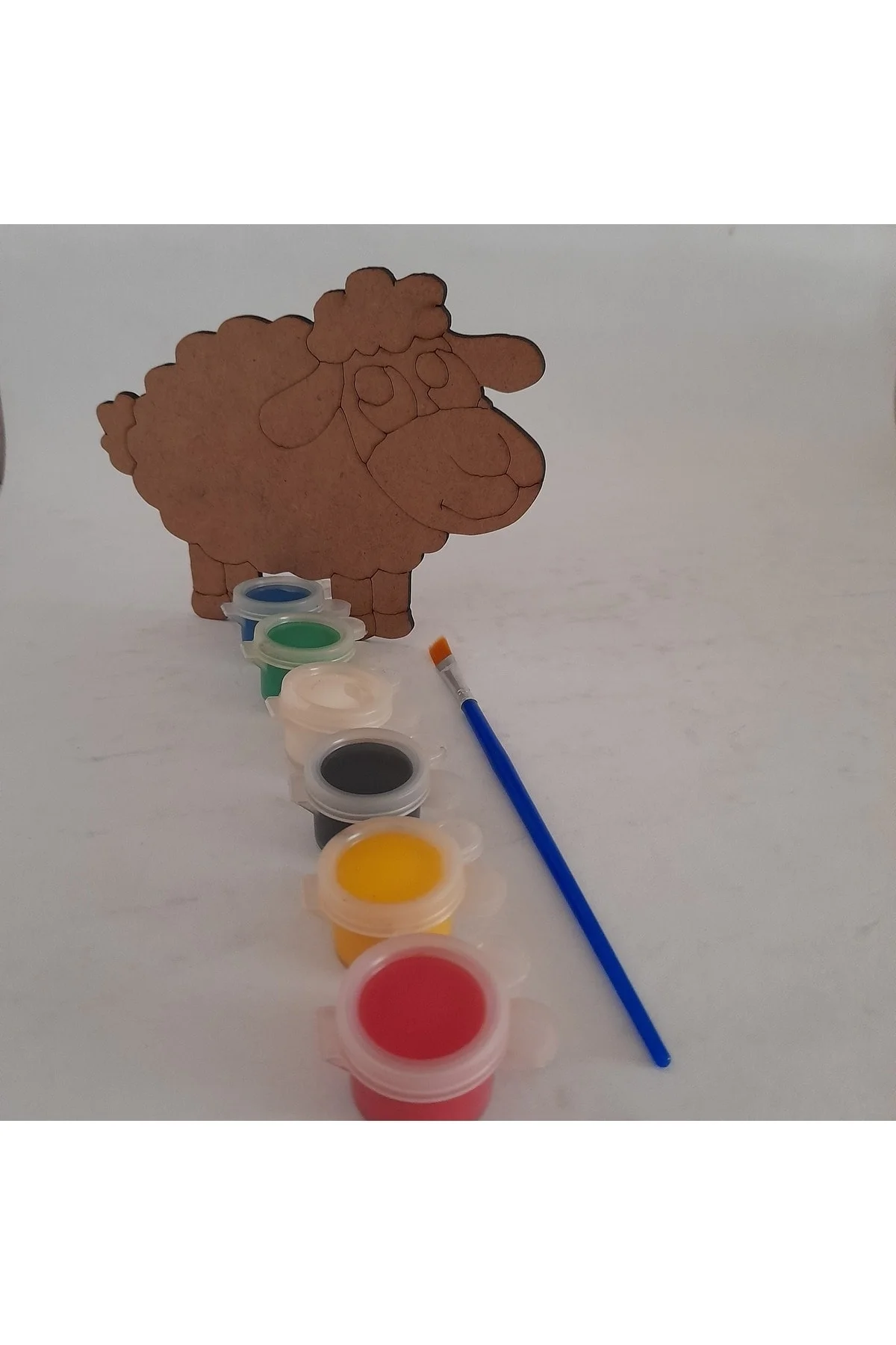 Koyun Ahşap Boyama Çocuk Aktivite Sanat Etkinlik Akrilik Boya ve Fırça Hobi Seti - Ebrulisler Görsel 4