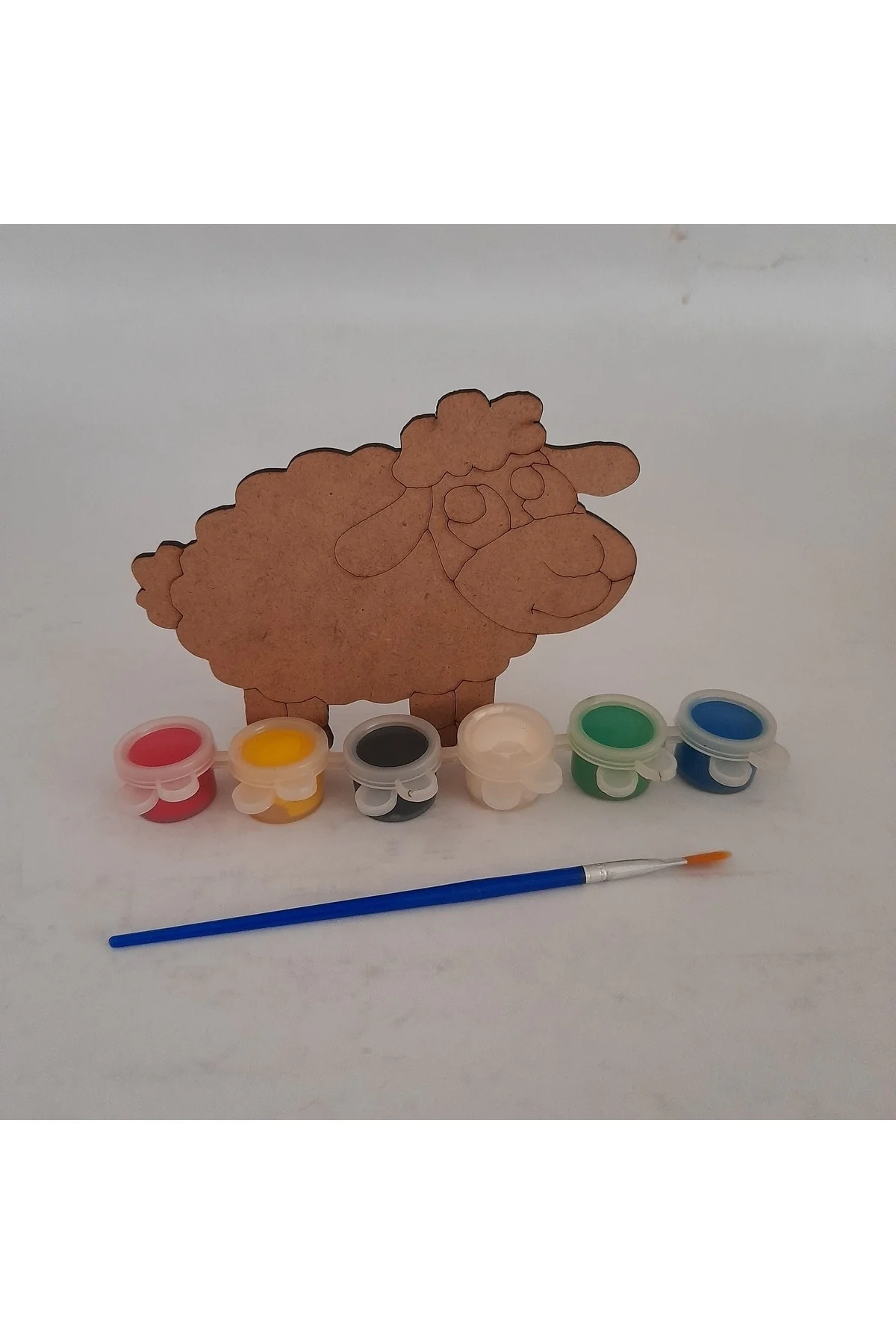Koyun Ahşap Boyama Çocuk Aktivite Sanat Etkinlik Akrilik Boya ve Fırça Hobi Seti - Ebrulisler Görsel 5
