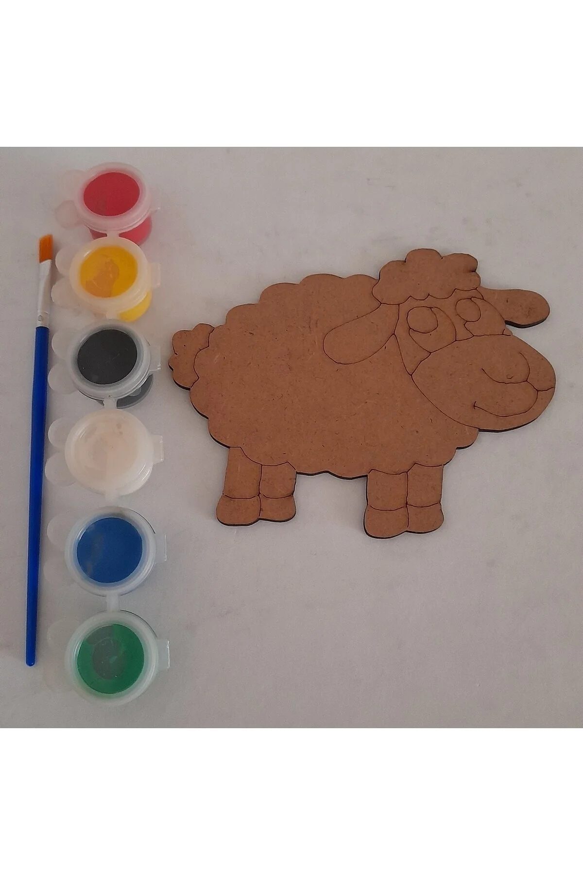Koyun Ahşap Boyama Çocuk Aktivite Sanat Etkinlik Akrilik Boya ve Fırça Hobi Seti