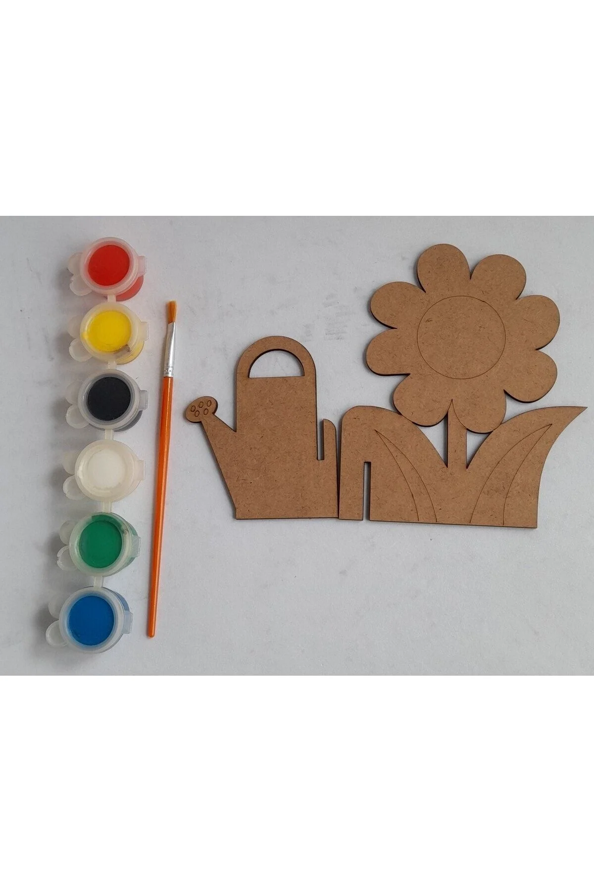 Çiçek Su Kabı Çocuk Ahşap Boyama Yaz Okulu Kurs Aktivite Etkinlik Sanat Hobi Seti - Ebrulisler Görsel 3