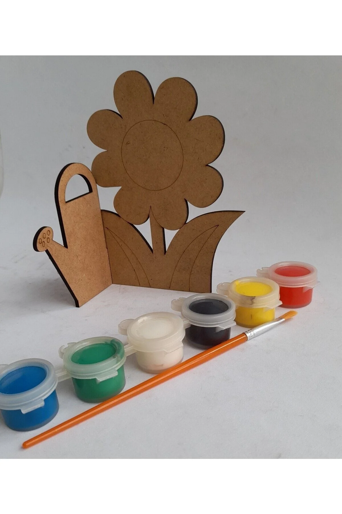 Çiçek Su Kabı Çocuk Ahşap Boyama Yaz Okulu Kurs Aktivite Etkinlik Sanat Hobi Seti