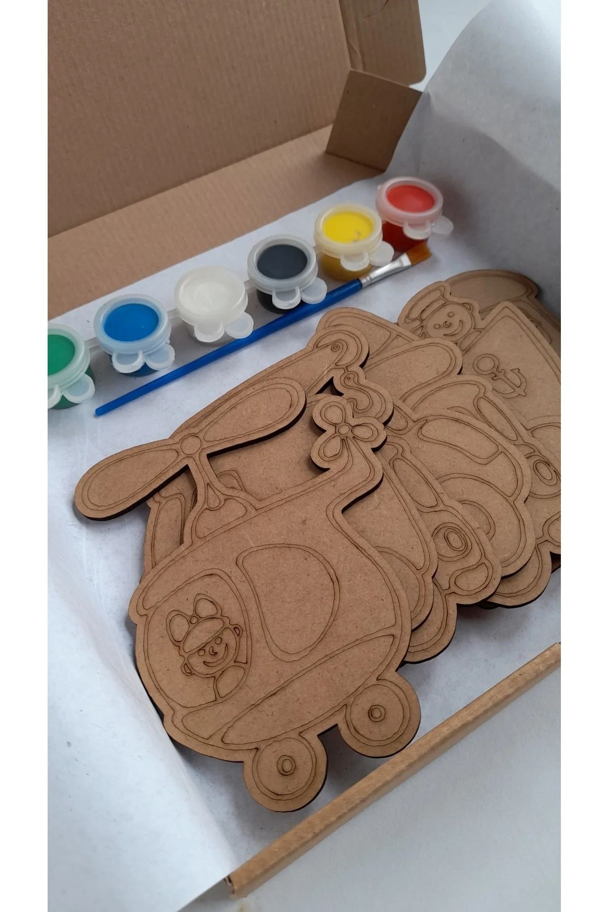Araçlar Helikopter Kamyon Araba Roket Gemi Çocuk Ahşap Boyama Aktivite Sanat Hobi Seti - Ebrulisler Görsel 6