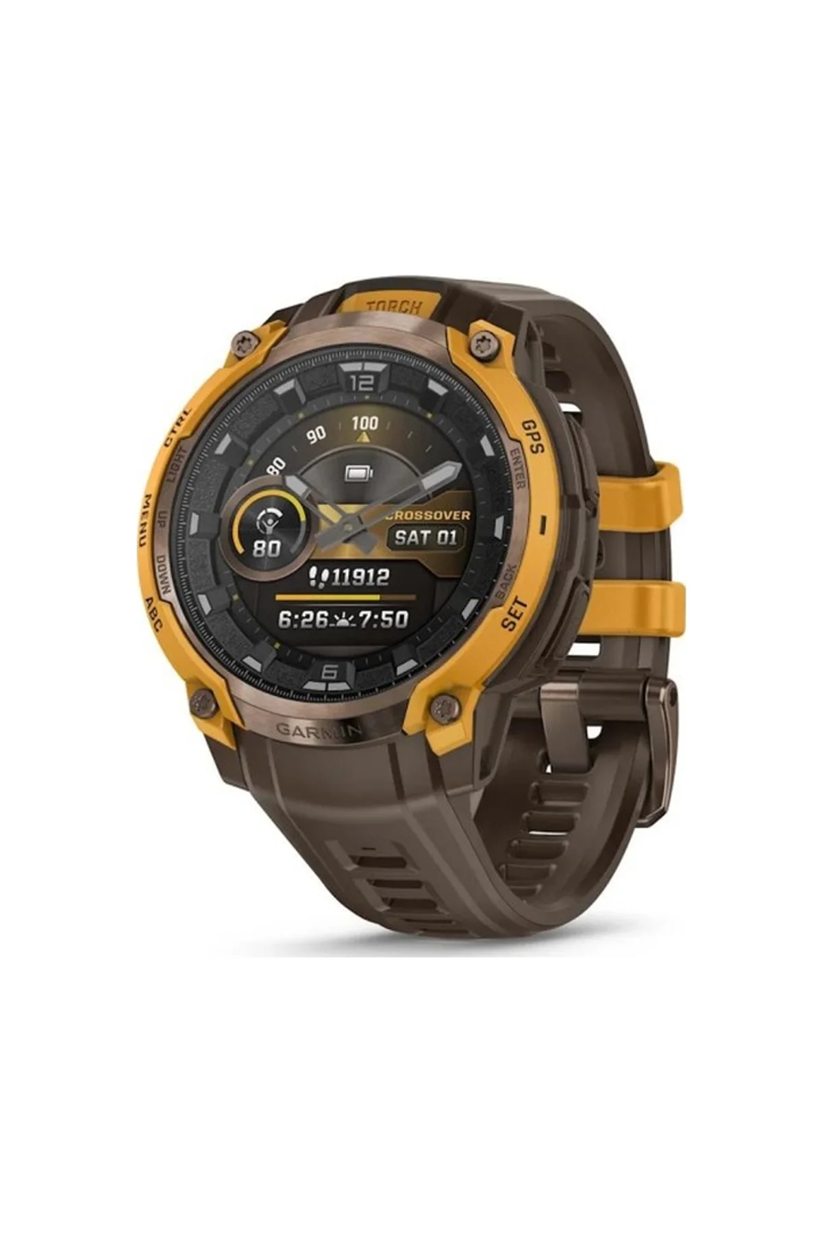 Garmin Instinct Crossover Amoled 141-213 MM Akıllı Saat (Distribütör Garantili) Açık Kahverengi