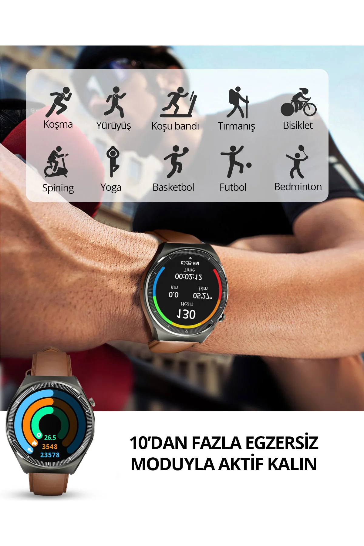 Aukey SW-2U-GY Akıllı Saat (Distribütör Garantili) Taba - Aukey Görsel 4