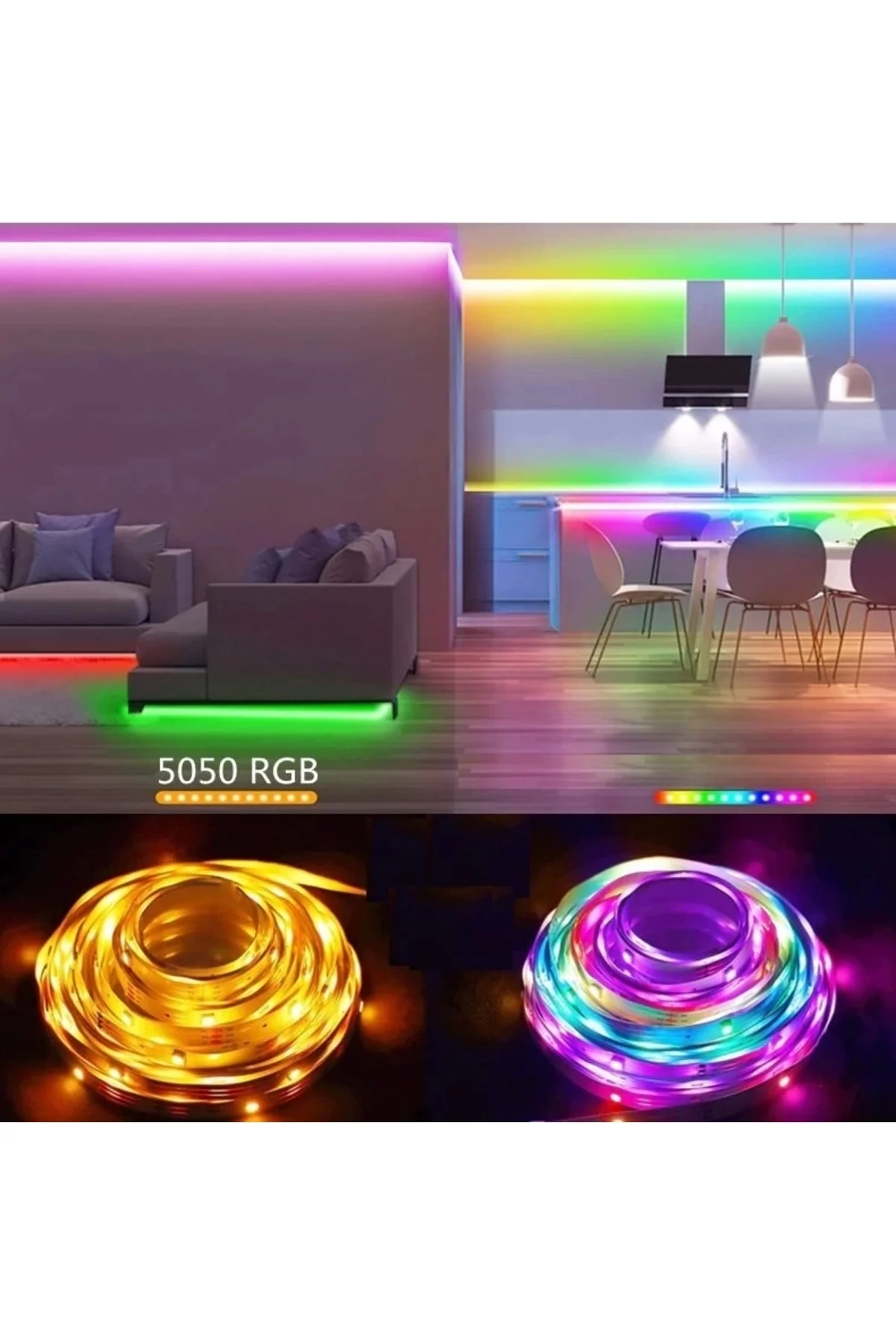 Rgb Şerit Led 15 Metre Yapışkanlı Iç Mekan Rulo Işıklı Şerit Led Trafosuz-kumanda Hariç - LEDON Görsel 2