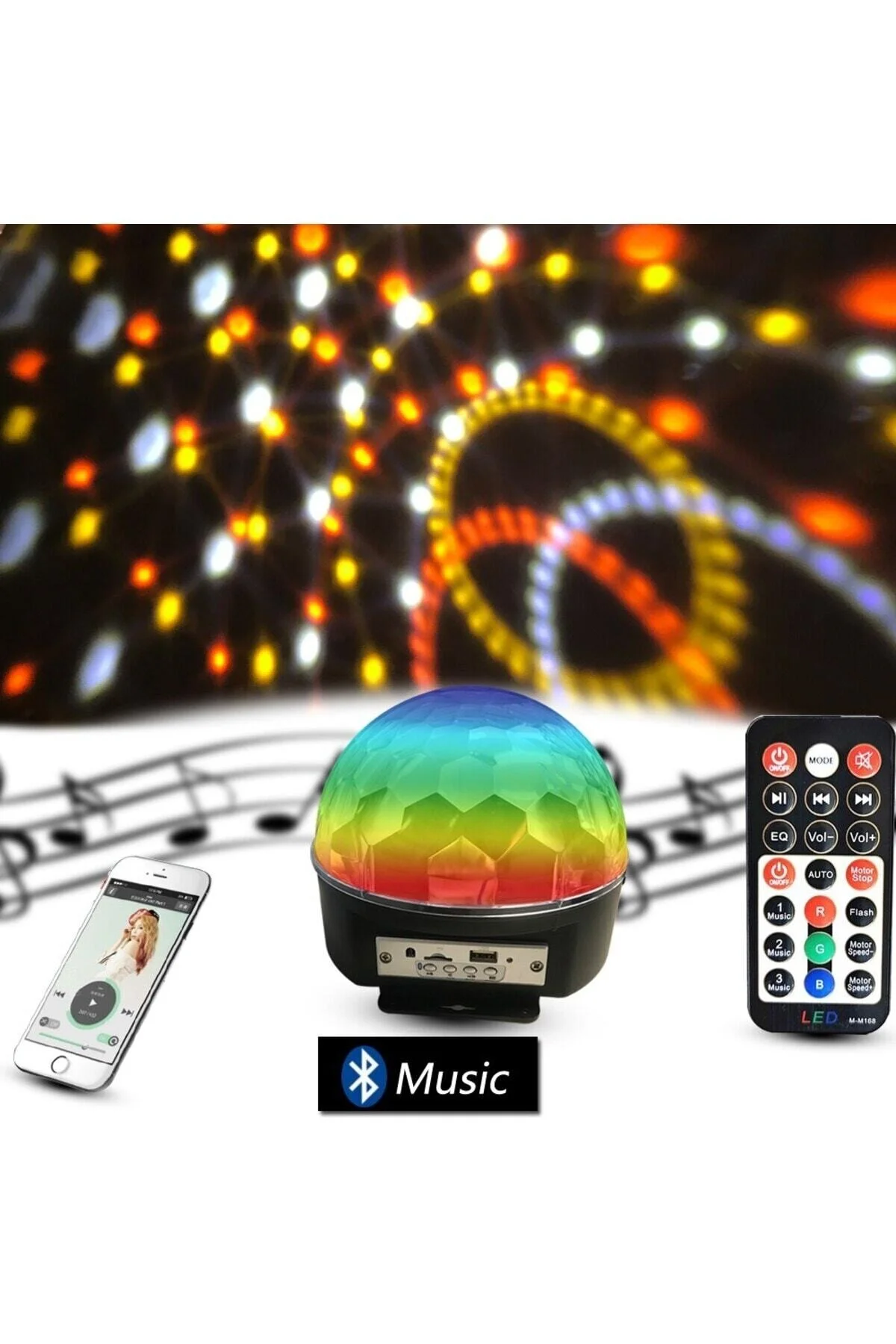 Bluetooth Sd Aux Usb Led Disko Lamba Topu Speaker - Xnews Görsel 3