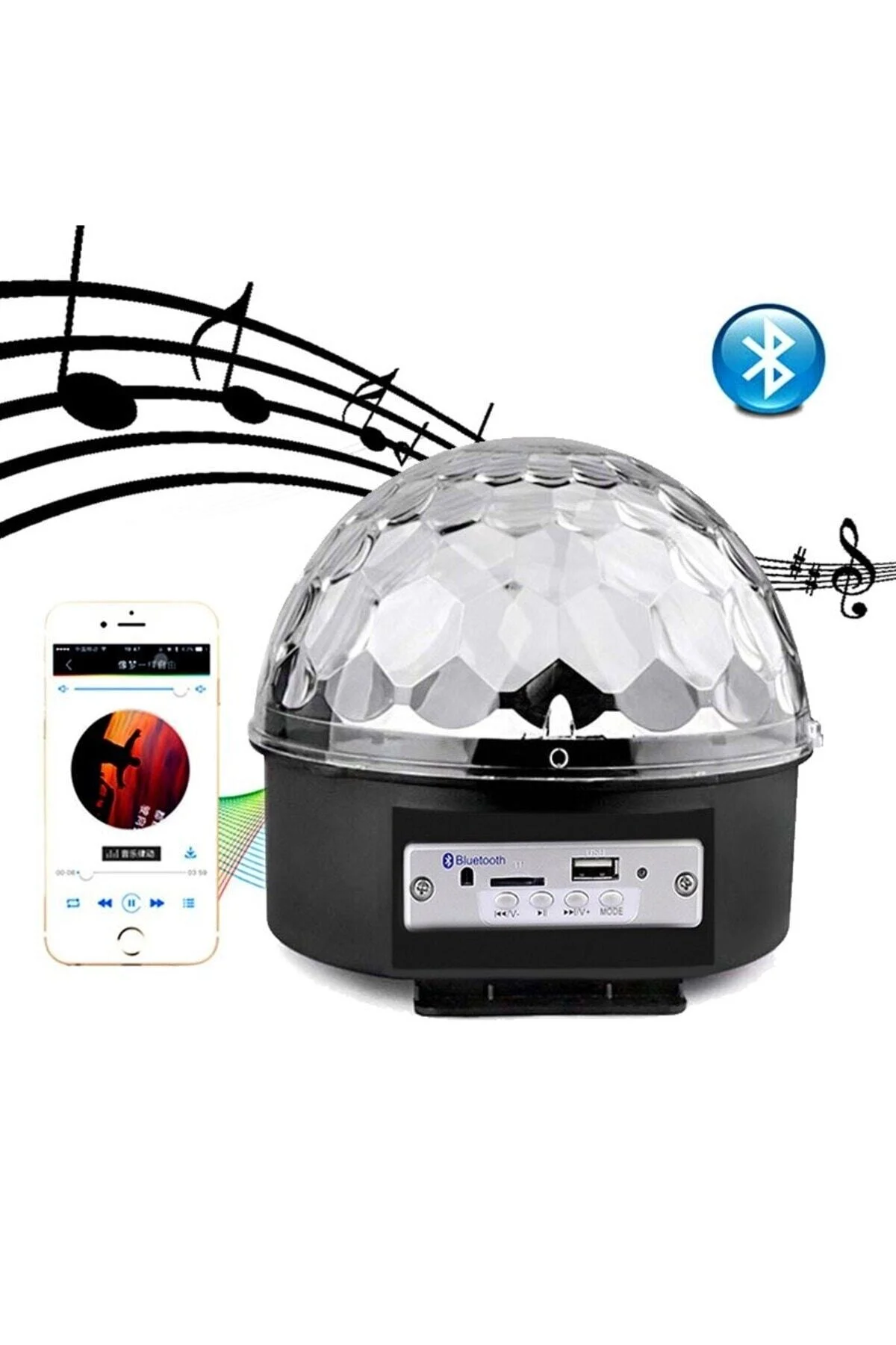 Bluetooth Sd Aux Usb Led Disko Lamba Topu Speaker - Xnews Görsel 2