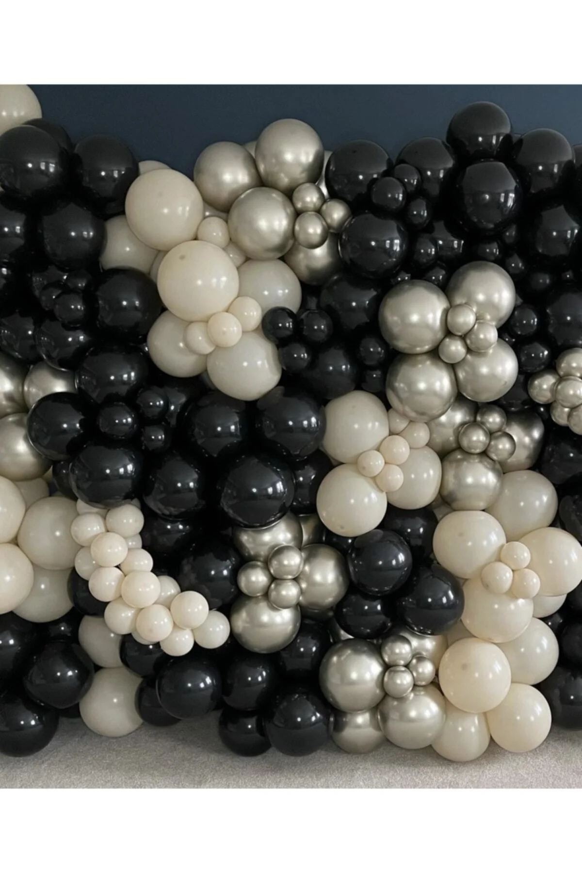 Krom Beyaz Altın Pastel Siyah Ve Deniz Kumu Balon Zinciri 100 Adet