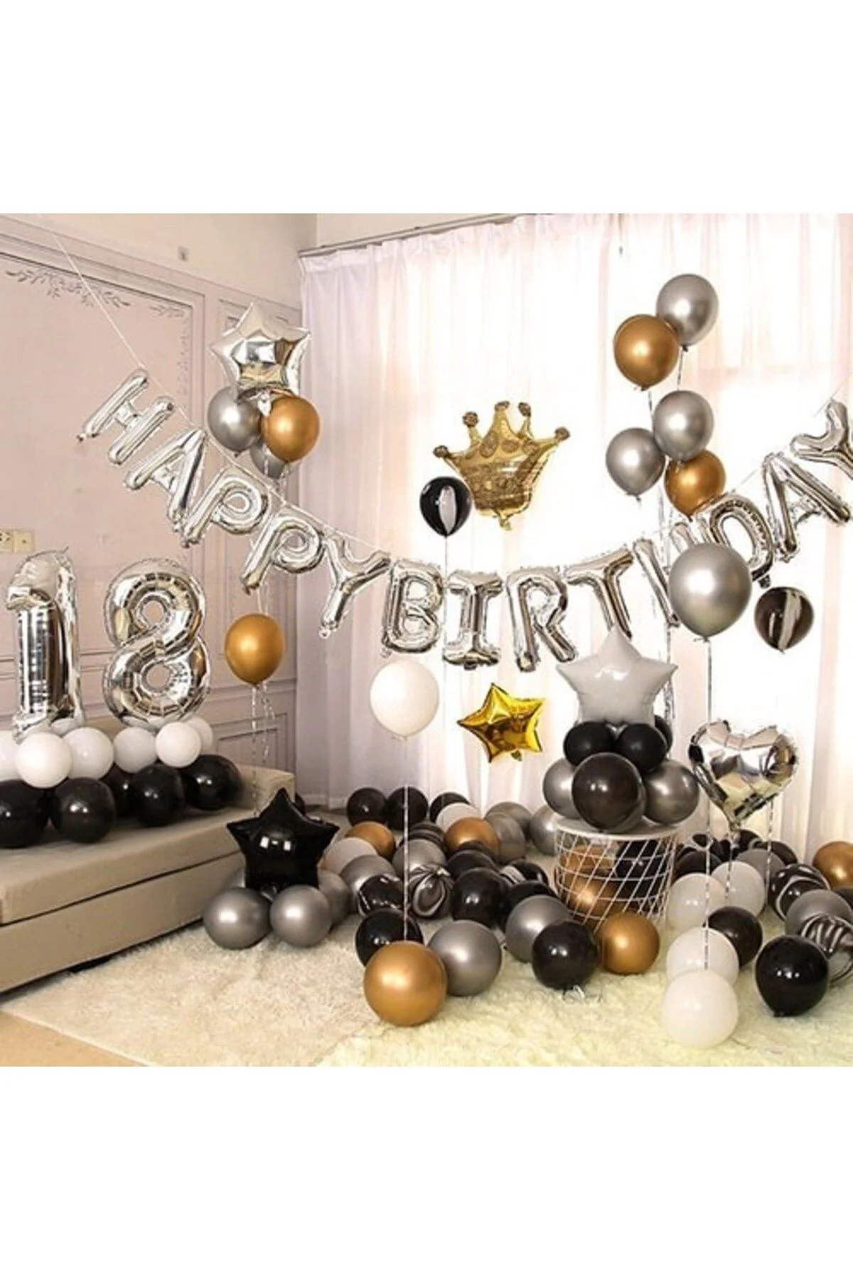 Y Harf Folyo Gümüş Balon Küçük 35 Cm - Partioutlet Görsel 3