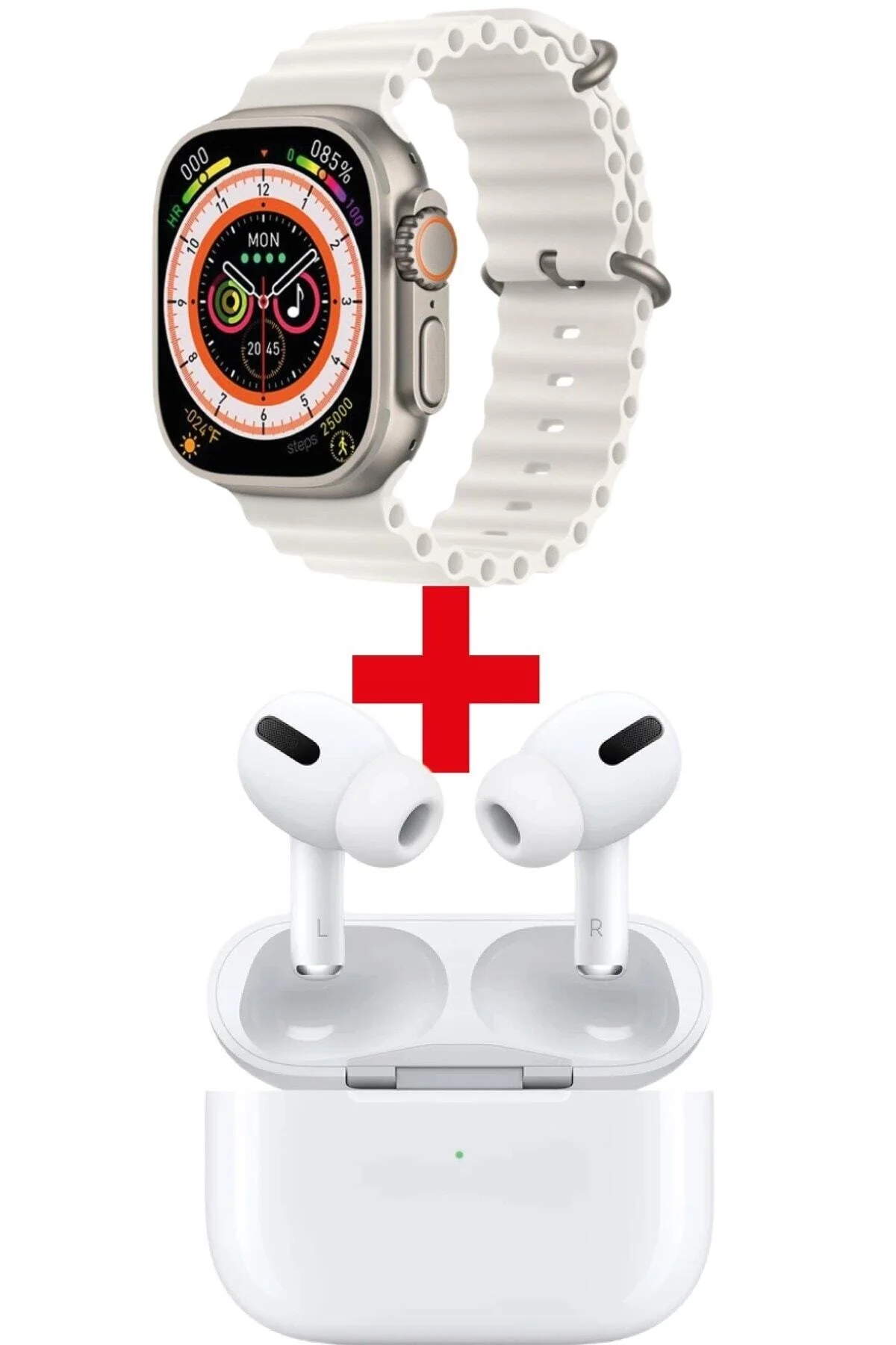 Gs8 Watch 8 Ultra Akıllı Saat Beyaz Watch + Beyaz Pro4 Benzeri Bluetooth Kulaklık Hediye