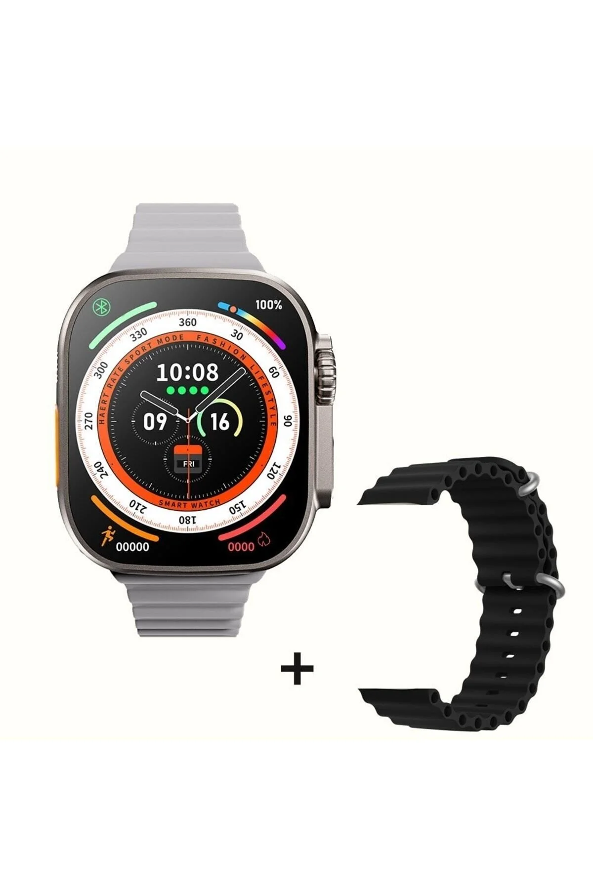 Gs8 Watch 8 Ultra Akıllı Saat Beyaz Türkçe Watch 2.02 Inc Siyah Slikon Kordon Hediye