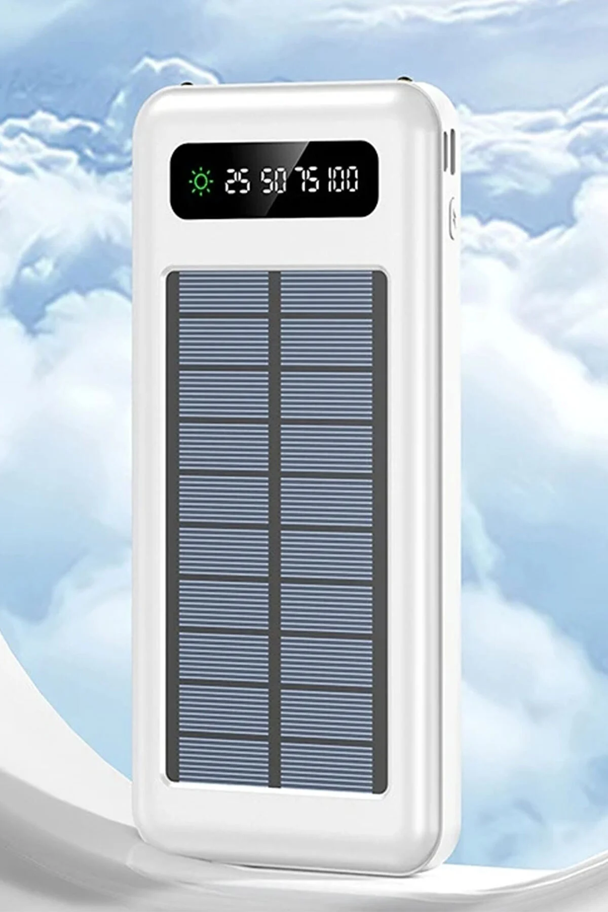10000 Mah Powerbank Göstergeli Powerbank Solar Powerbank Güneş Enerjili Fenerli 4 Çıkışlı - pazariz Görsel 4