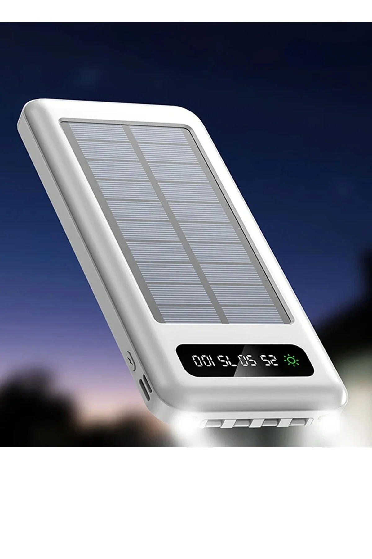 10000 Mah Powerbank Göstergeli Powerbank Solar Powerbank Güneş Enerjili Fenerli 4 Çıkışlı - pazariz Görsel 5