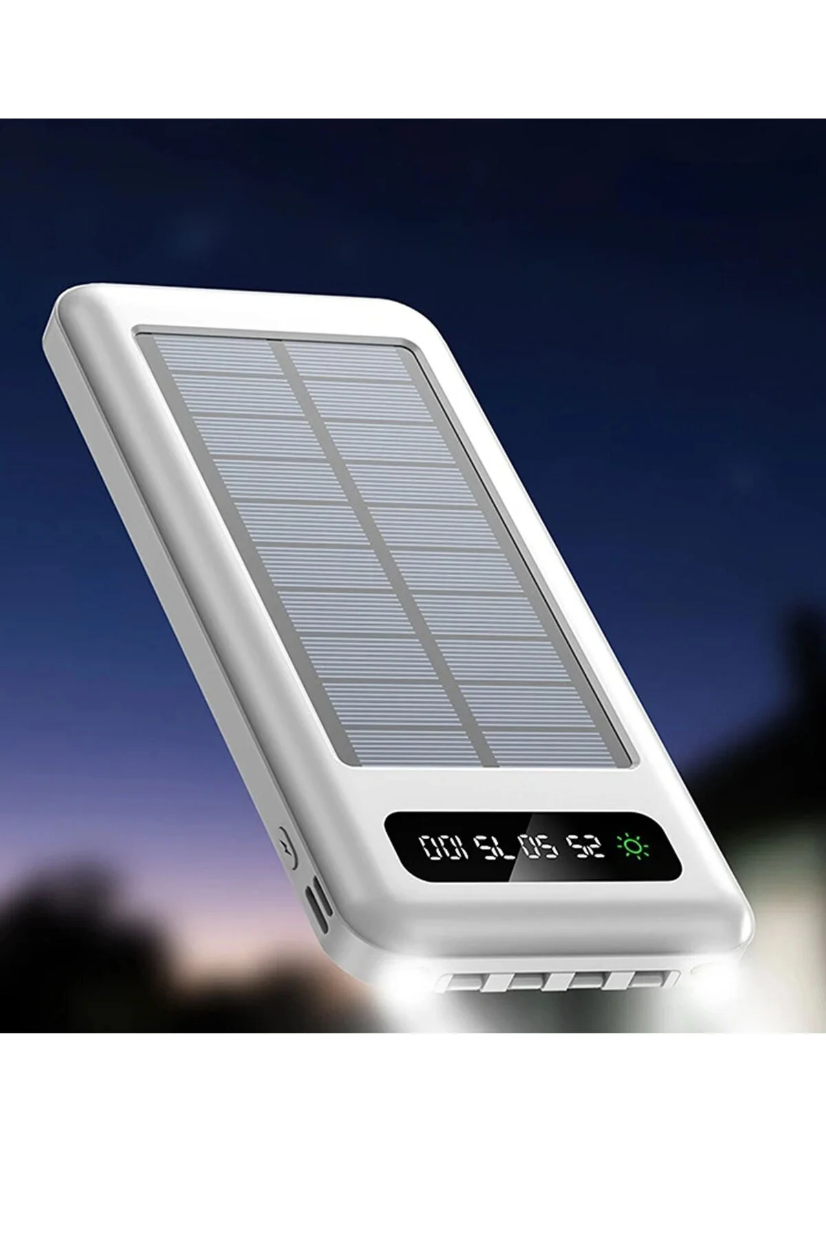 10000 Mah Powerbank Göstergeli Powerbank Solar Powerbank Güneş Enerjili Fenerli 4 Çıkışlı - pazariz Görsel 2