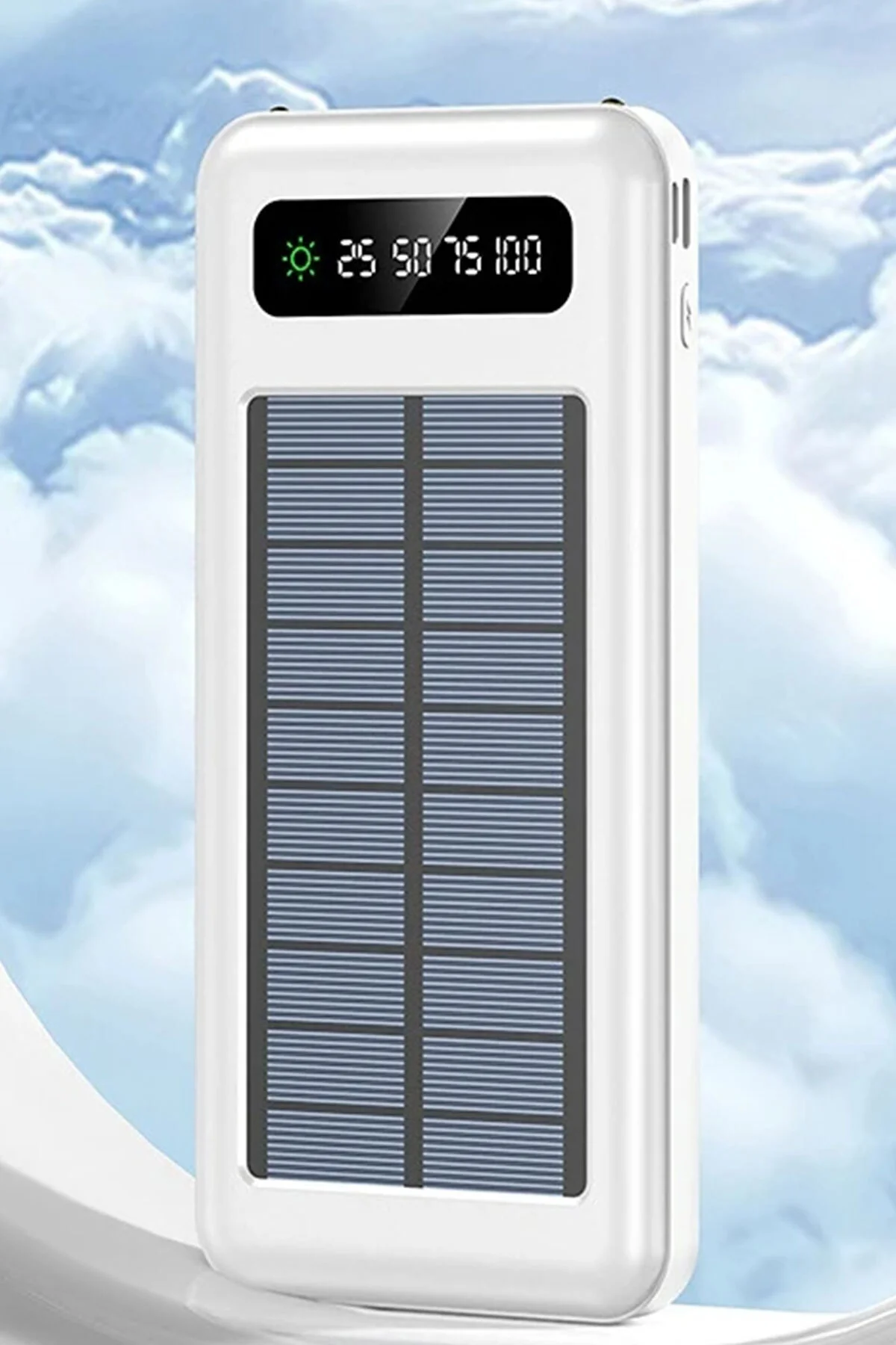 10000 Mah Powerbank Göstergeli Powerbank Solar Powerbank Güneş Enerjili Fenerli 4 Çıkışlı - pazariz Görsel 6