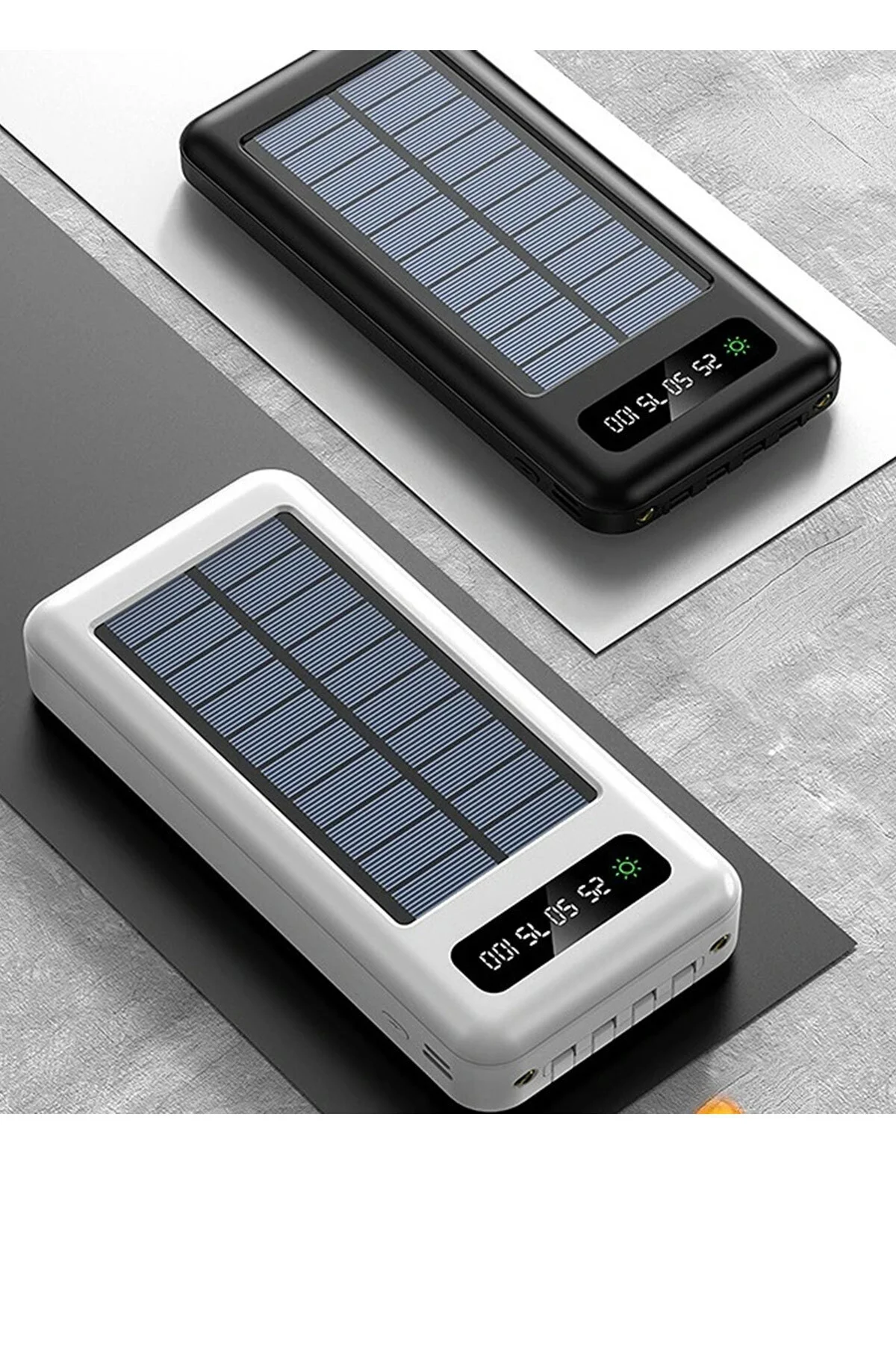 10000 Mah Powerbank Göstergeli Powerbank Solar Powerbank Güneş Enerjili Fenerli 4 Çıkışlı - pazariz Görsel 3