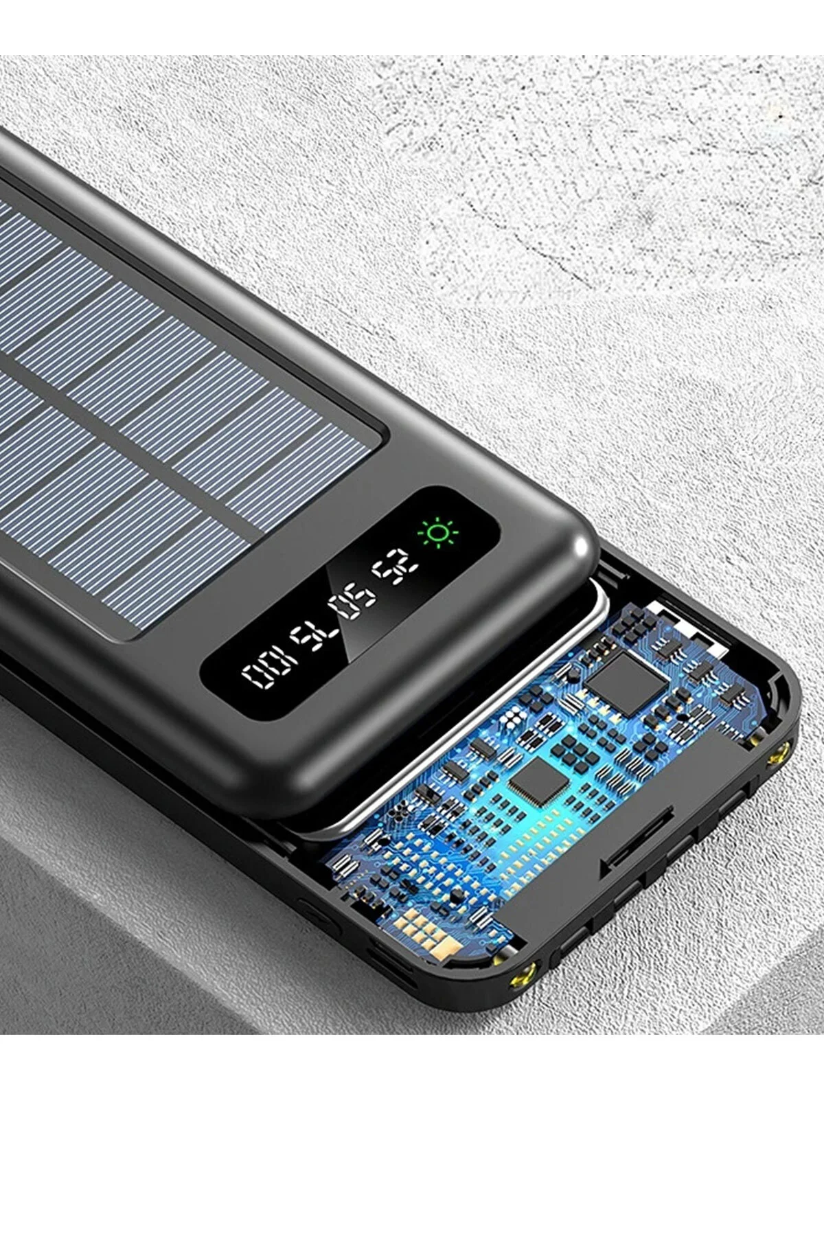 10000 Mah Powerbank Göstergeli Powerbank Solar Powerbank Güneş Enerjili Fenerli 4 Çıkışlı - pazariz Görsel 6