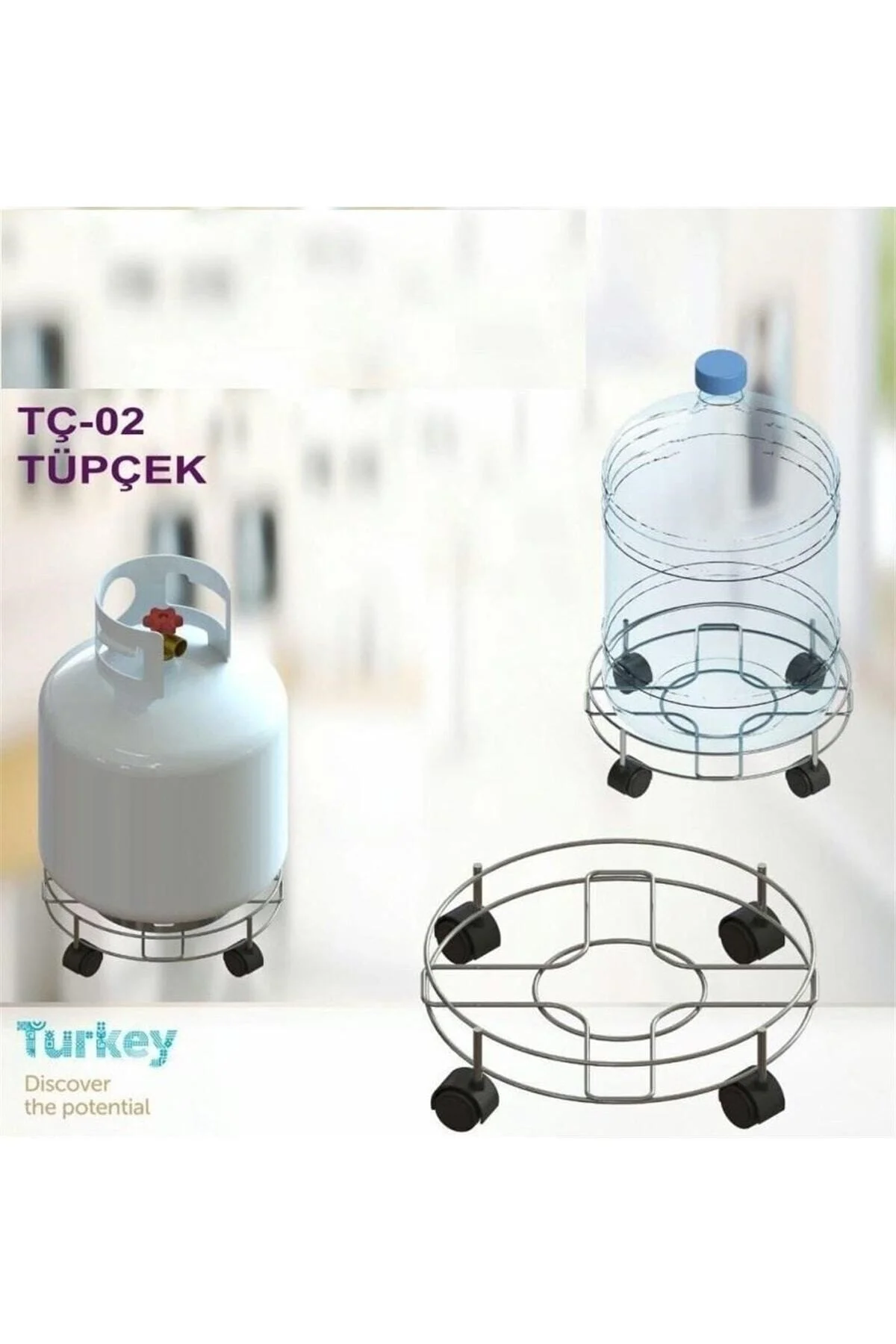 Metal Tekerlekli Tüp Saksı Ve Damacana Altlığı Taşıyıcı - pazariz Görsel 3
