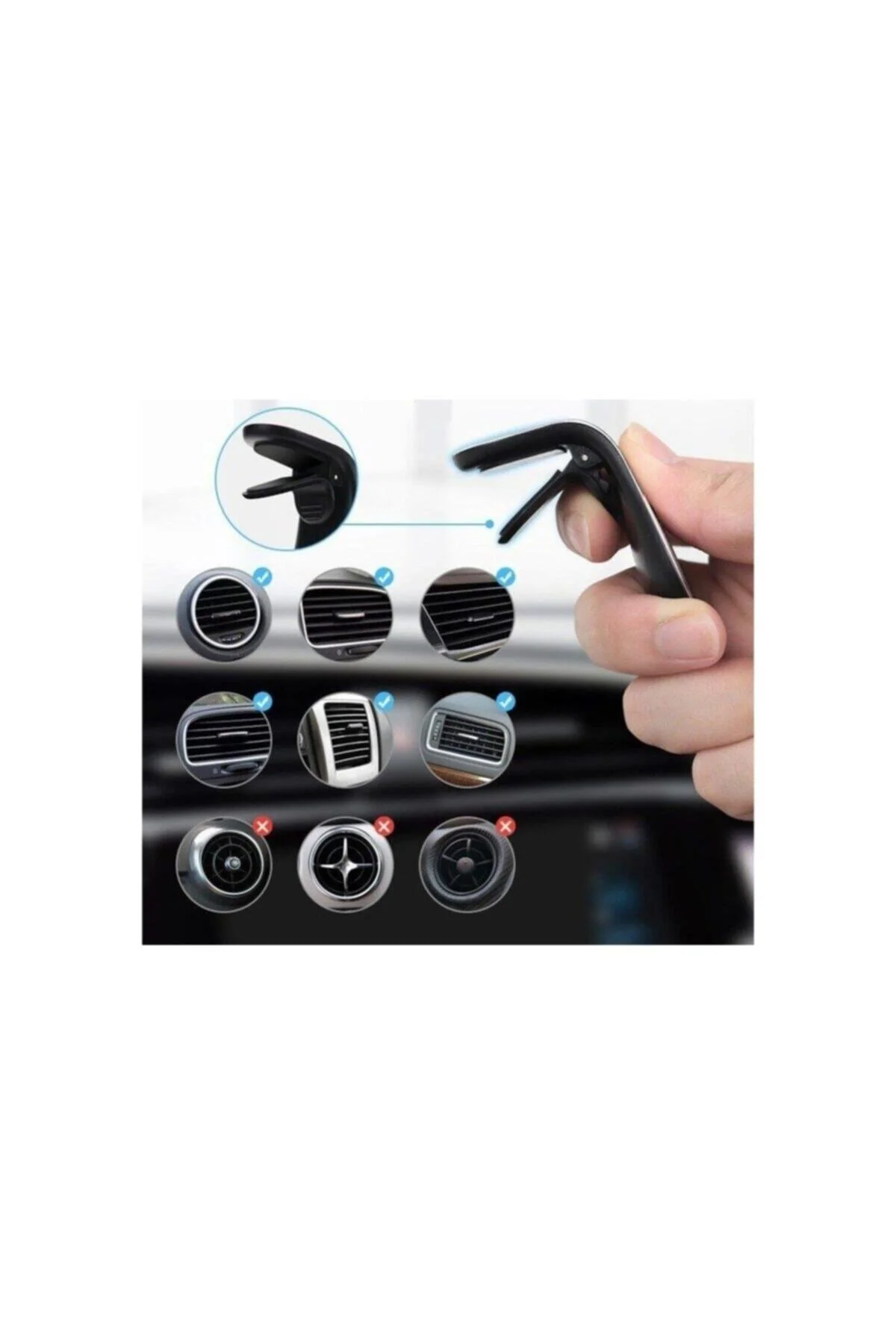 Araba Içi Mıknatıslı Telefon Tutucu Silver Tcl 10 Plus Uyumlu - pazariz Görsel 4