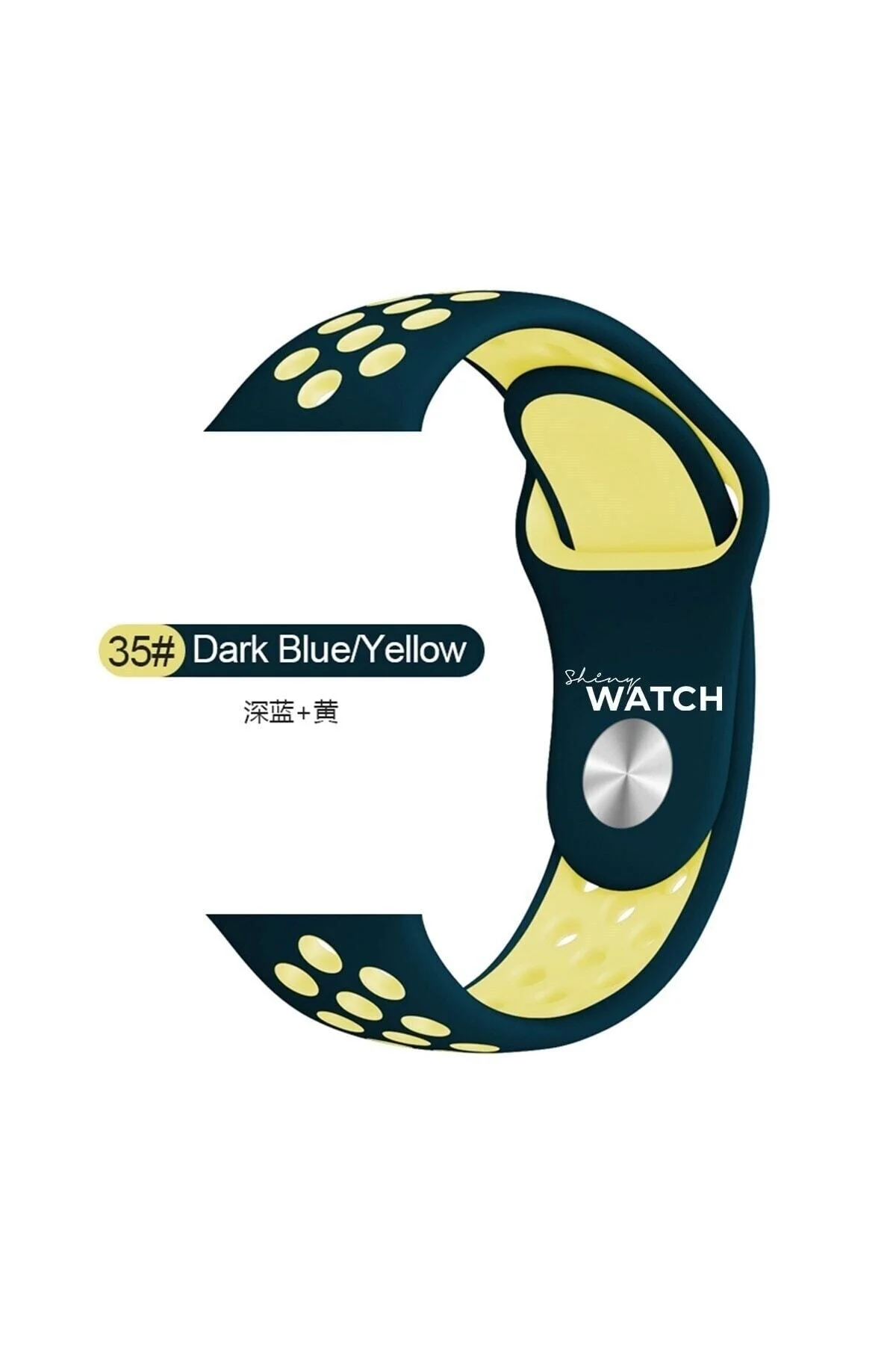 Apple Watch Uyumludelikli Silikon Kordon 42/44 Mm Dark Blue Yellow - pazariz Görsel 2