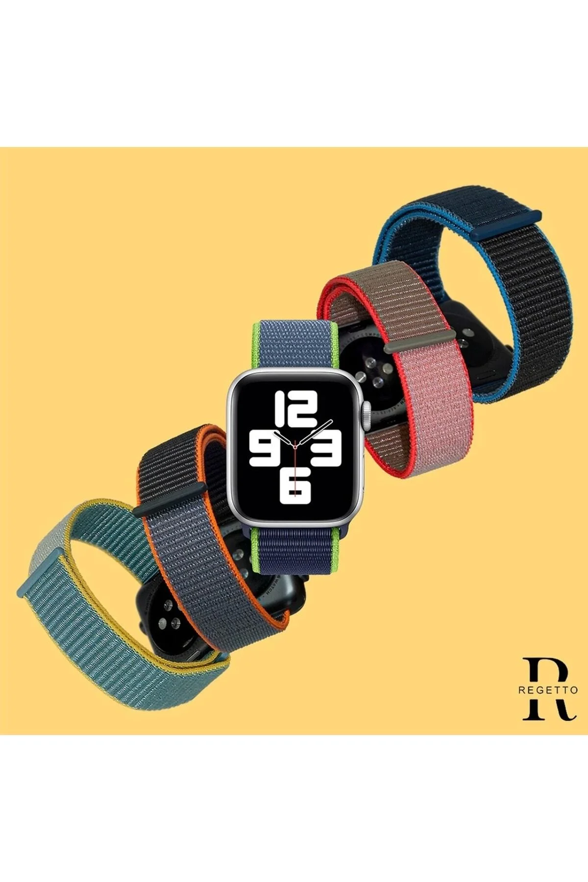 Apple Watch Uyumlu8 45mm Kordon Hasırlı Kumaş Siyah - pazariz Görsel 2