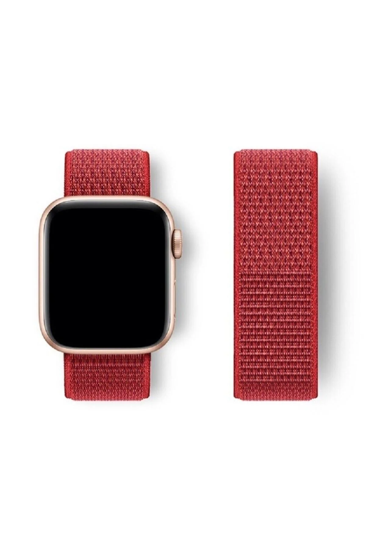 Apple Watch Uyumlu38-40-41 Mm 3 4 5 6 7 8 Se Hasır Dokuma Kordon Spor Cırtlı - pazariz Görsel 2
