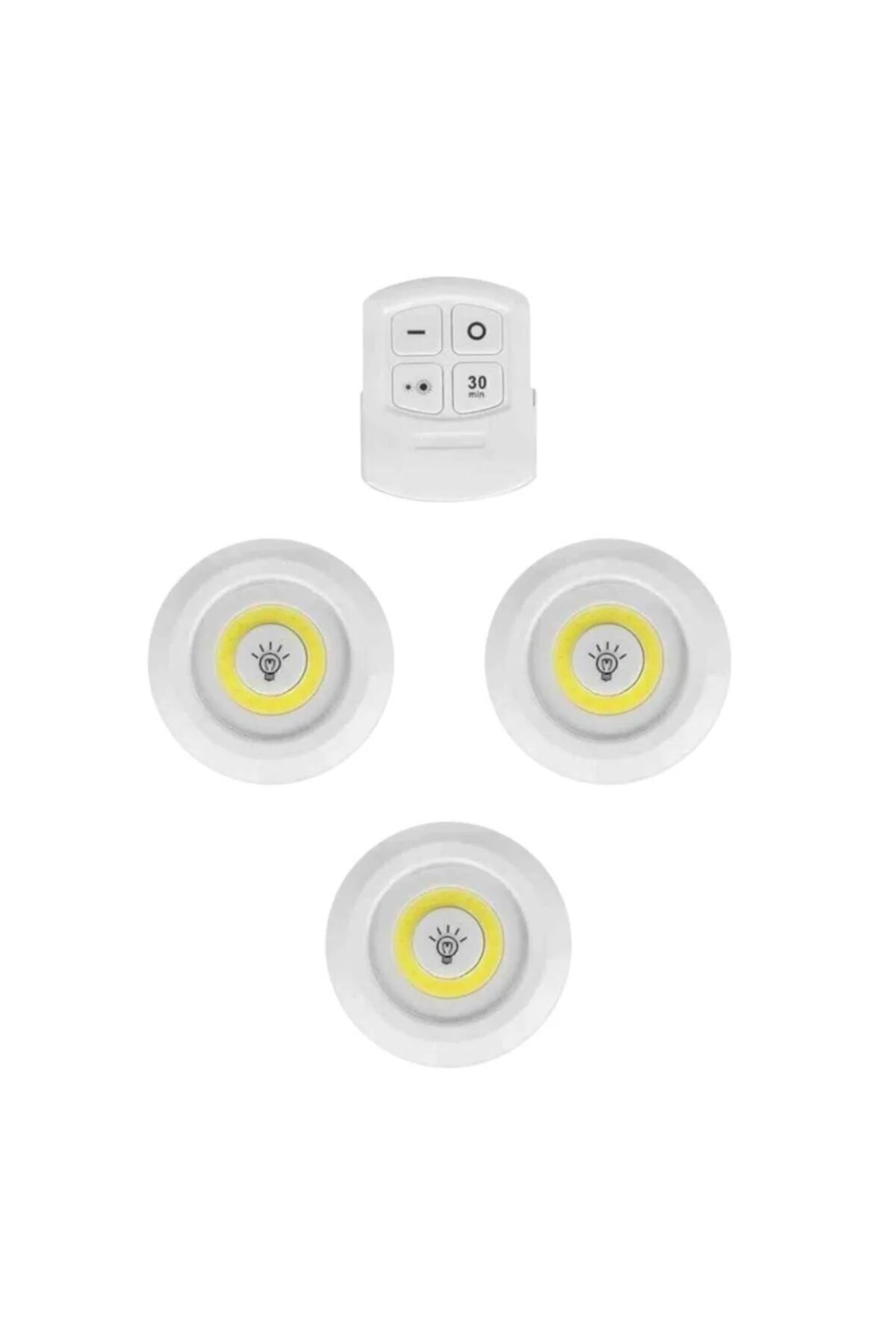 Led Işık Kablosuz Uzaktan Kumandalı Dolap Içi Led Ampul Seti 3lü Set Gece Lambası Spot Lamba - rennway Görsel 5