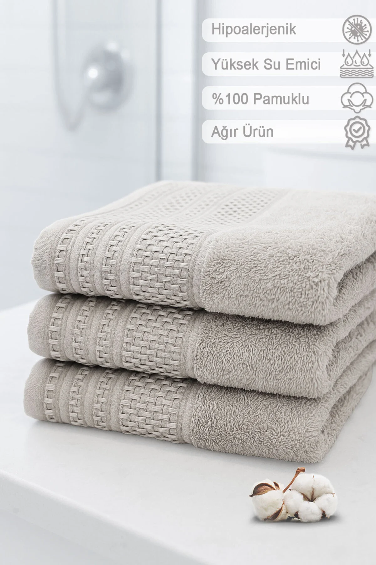 Softure 3’lü El Yüz Havlusu | Günlük Kullanım | 50x90 cm | Yumuşak, Dayanıklı, Hızlı Kuruyan - Vionel Home Görsel 2