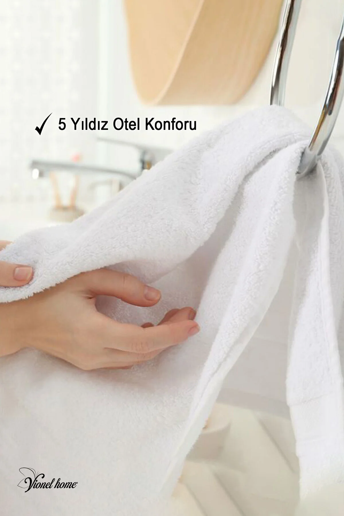 1 Adet | Pamuklu, Beyaz El Havlusu | El, Yüz, Baş Havlusu | Spa ve Otel Havlusu, (50x90 cm) - Vionel Home Görsel 3
