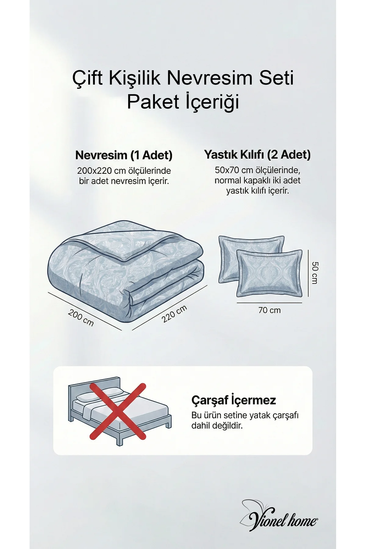 Çift Kişilik %100 Pamuk Saten Nevresim Seti | Premium Seri | 8 Renk Seçeneği (200x220) - Vionel Home Görsel 6