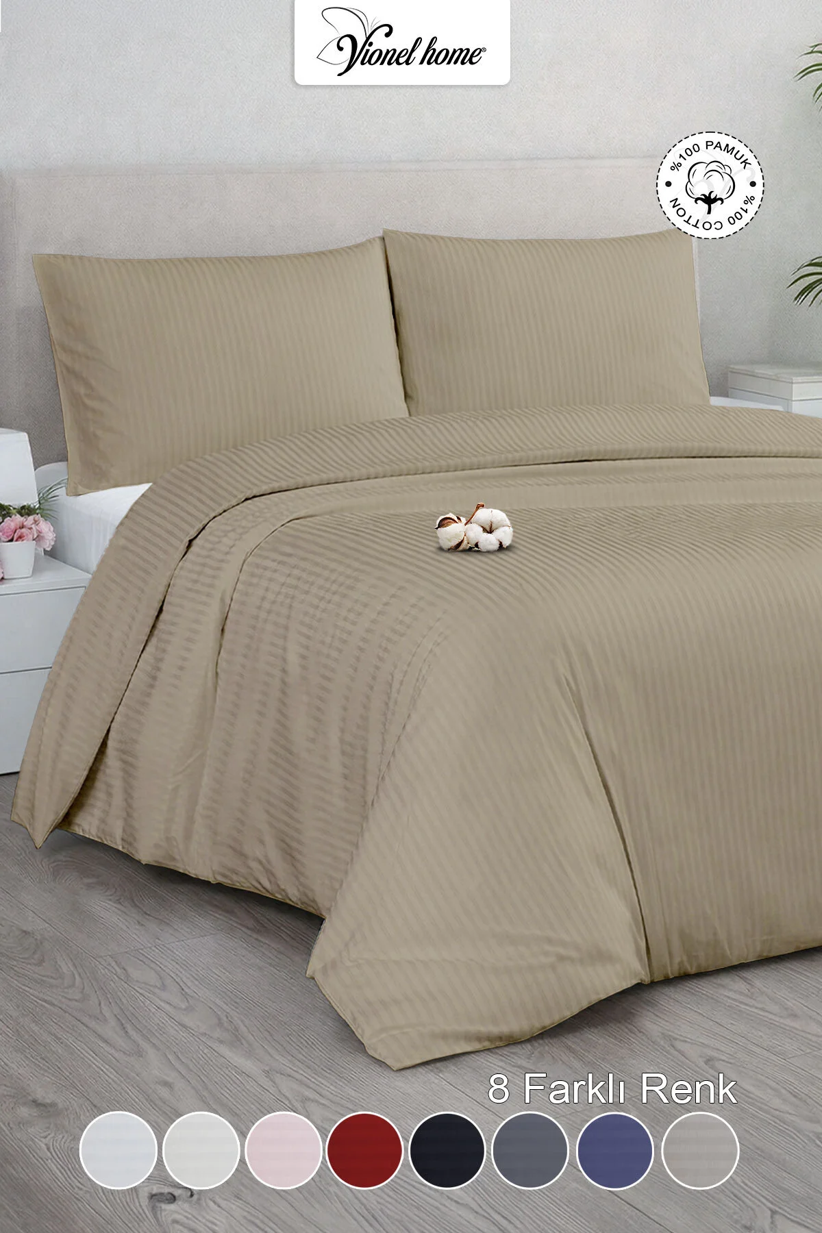Çift Kişilik %100 Pamuk Saten Nevresim Seti | Premium Seri | 8 Renk Seçeneği (200x220)