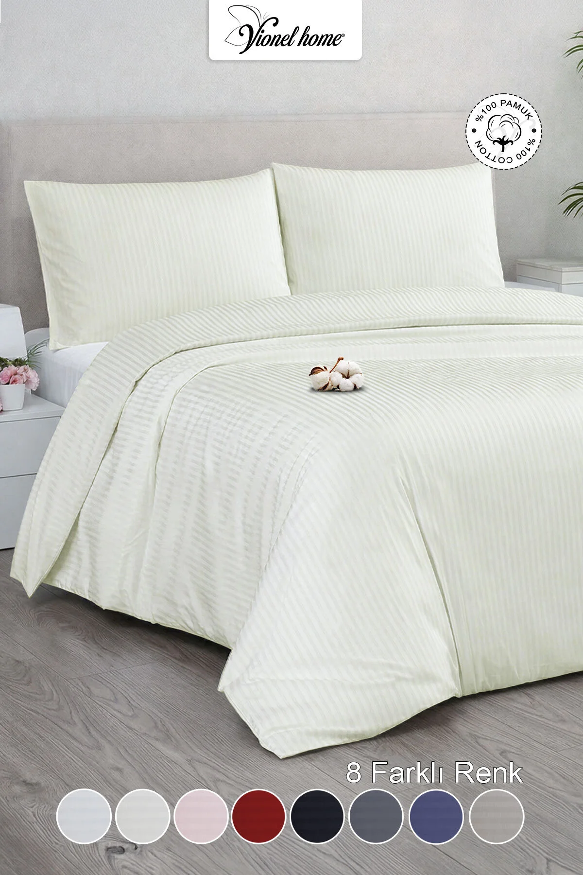 Çift Kişilik %100 Pamuk Saten Nevresim Seti | Premium Seri | 8 Renk Seçeneği (200x220)