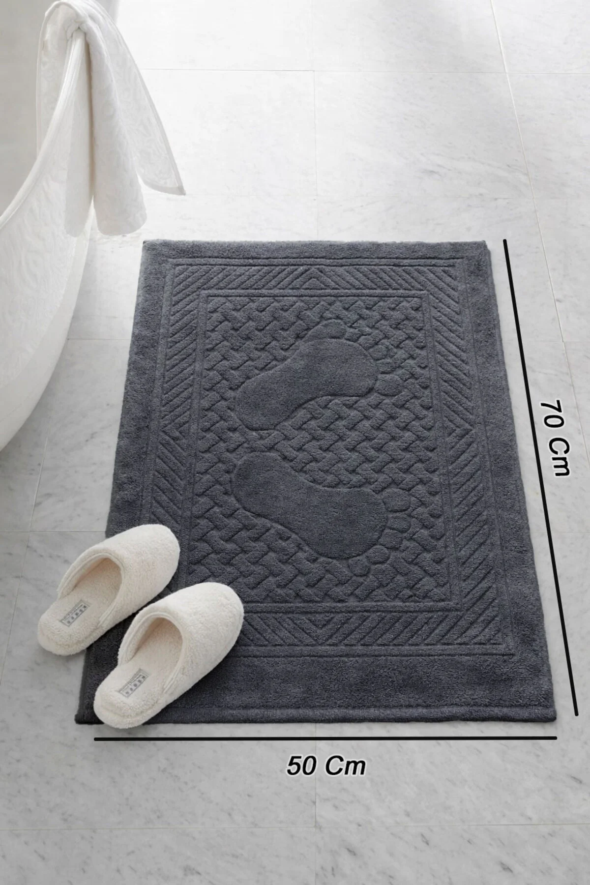 Pamuklu Ayak Havlusu | 3’lü Paket | Havlu Paspas Seti | Banyo Paspası | Otel Serisi | 50x70 cm - Vionel Home Görsel 2