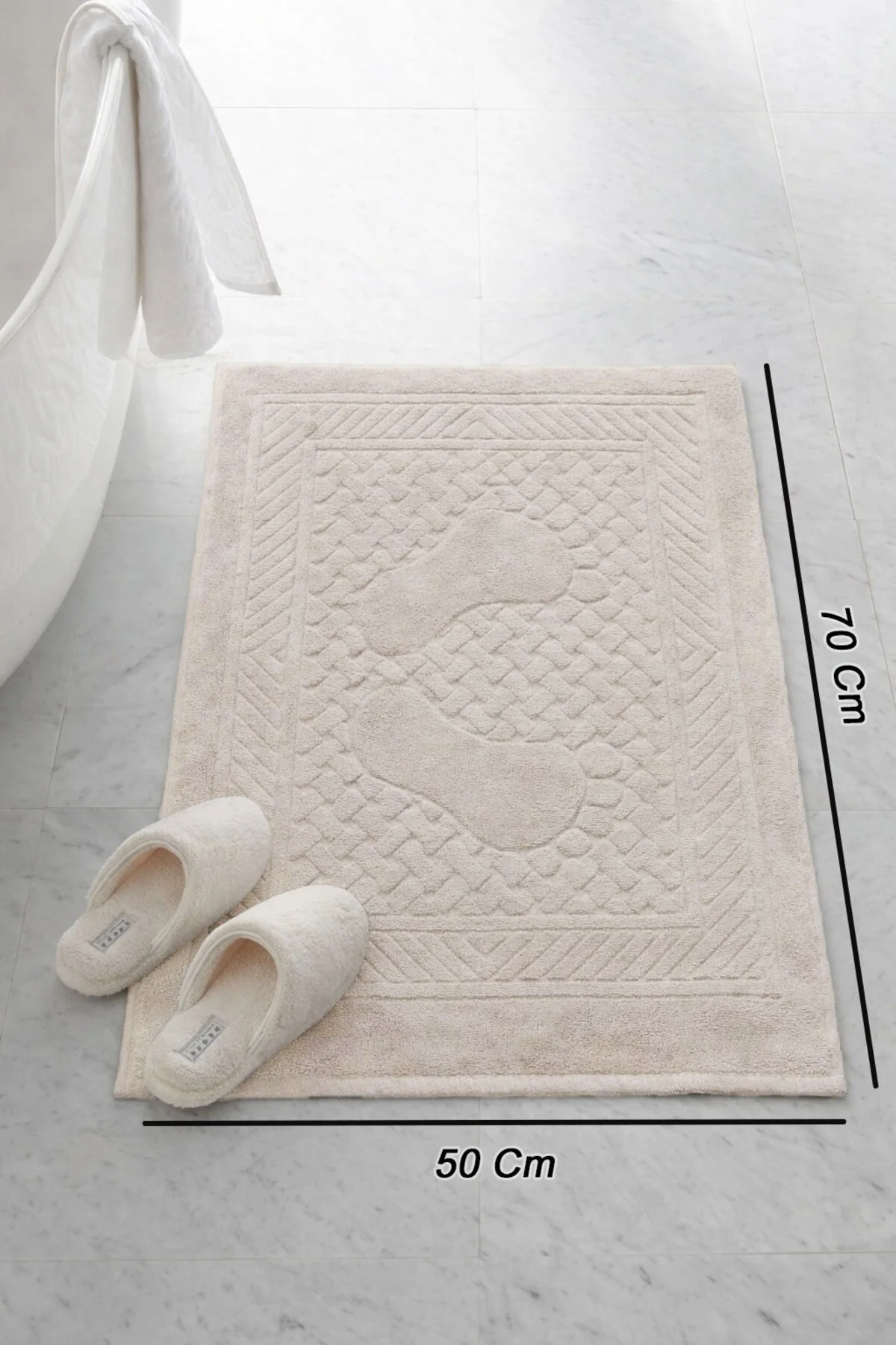 Pamuklu Ayak Havlusu | 3’lü Paket | Havlu Paspas Seti | Banyo Paspası | Otel Serisi | 50x70 cm - Vionel Home Görsel 2