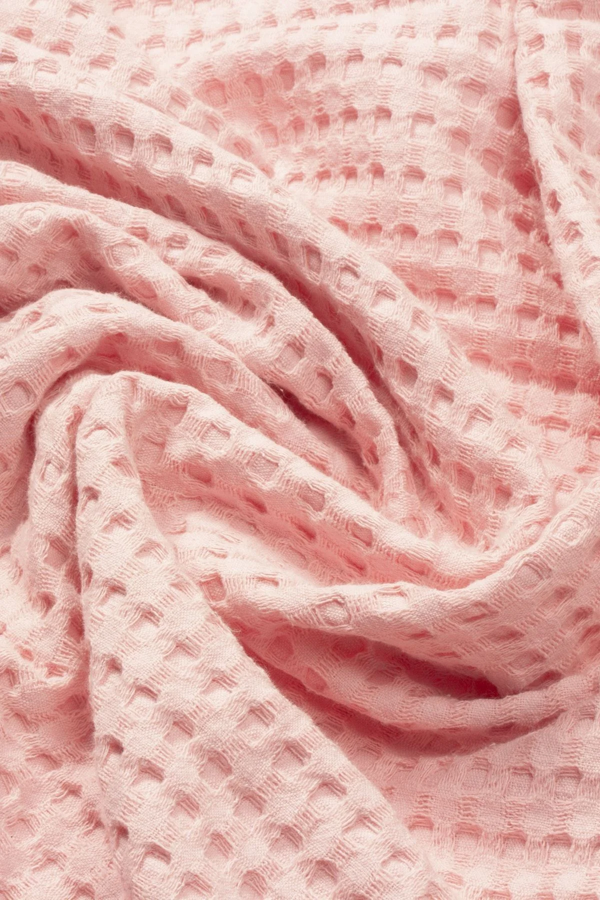 %100 Pamuklu Çift Kişilik Yatak Örtüsü Pike, Waffle Desen Ponponlu Pembe Pike - Vionel Home Görsel 3