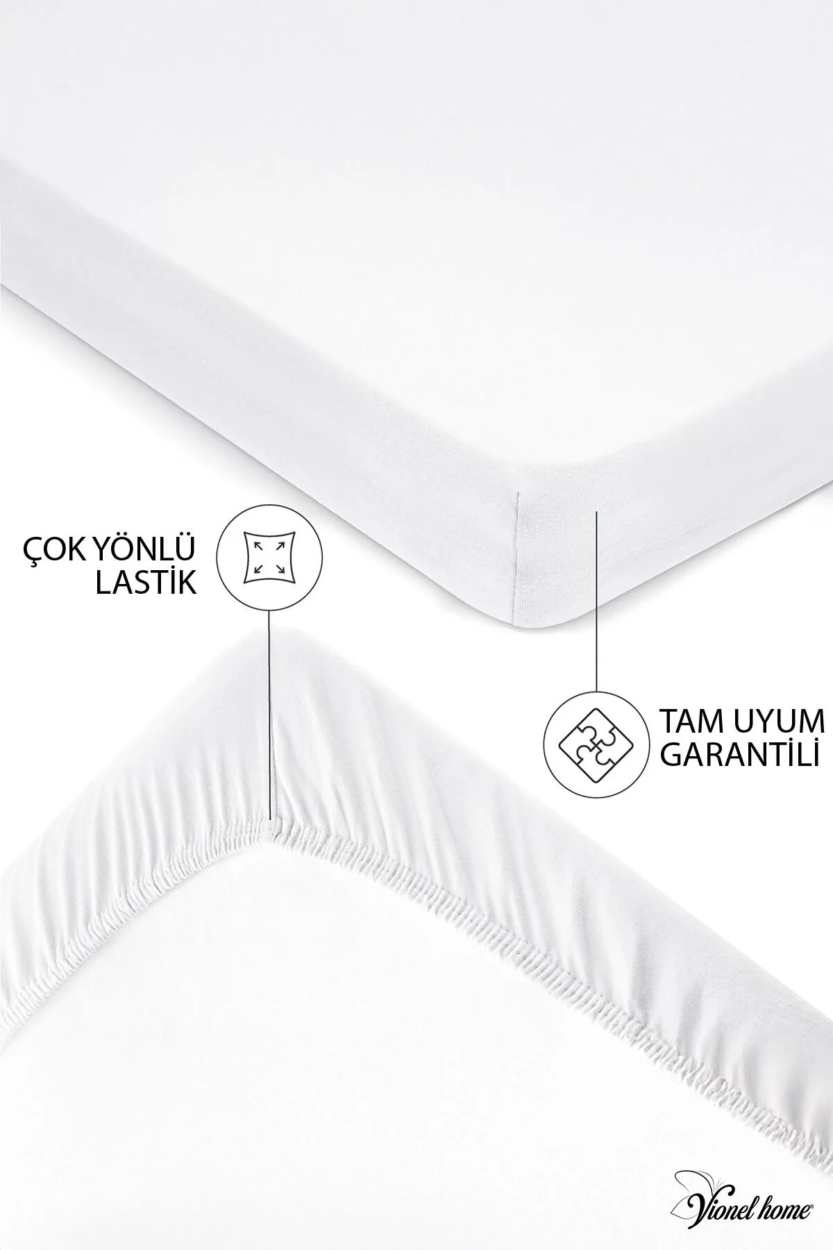 %100 Pamuk Penye Premium Lastikli Çarşaf | Tek Kişilik | Çift Kişilik | Battal Boy - Vionel Home Görsel 4