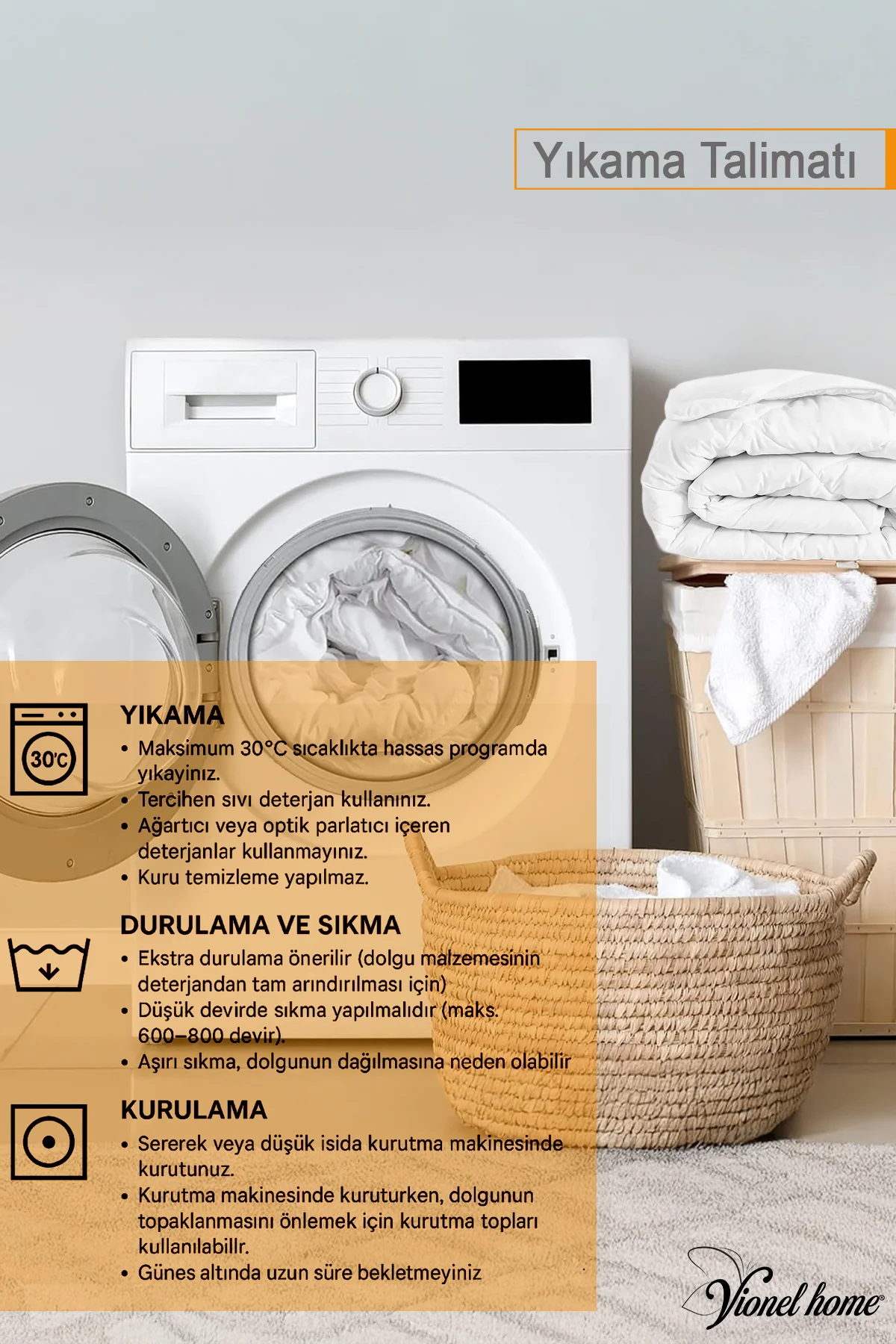 Ecotermo Beyaz Bebek Yorganı 95x145 Cm + 1 Adet 35x45 Bebek Yastığı | Yumuşak &amp; Nefes Alabilen - Vionel Home Görsel 6