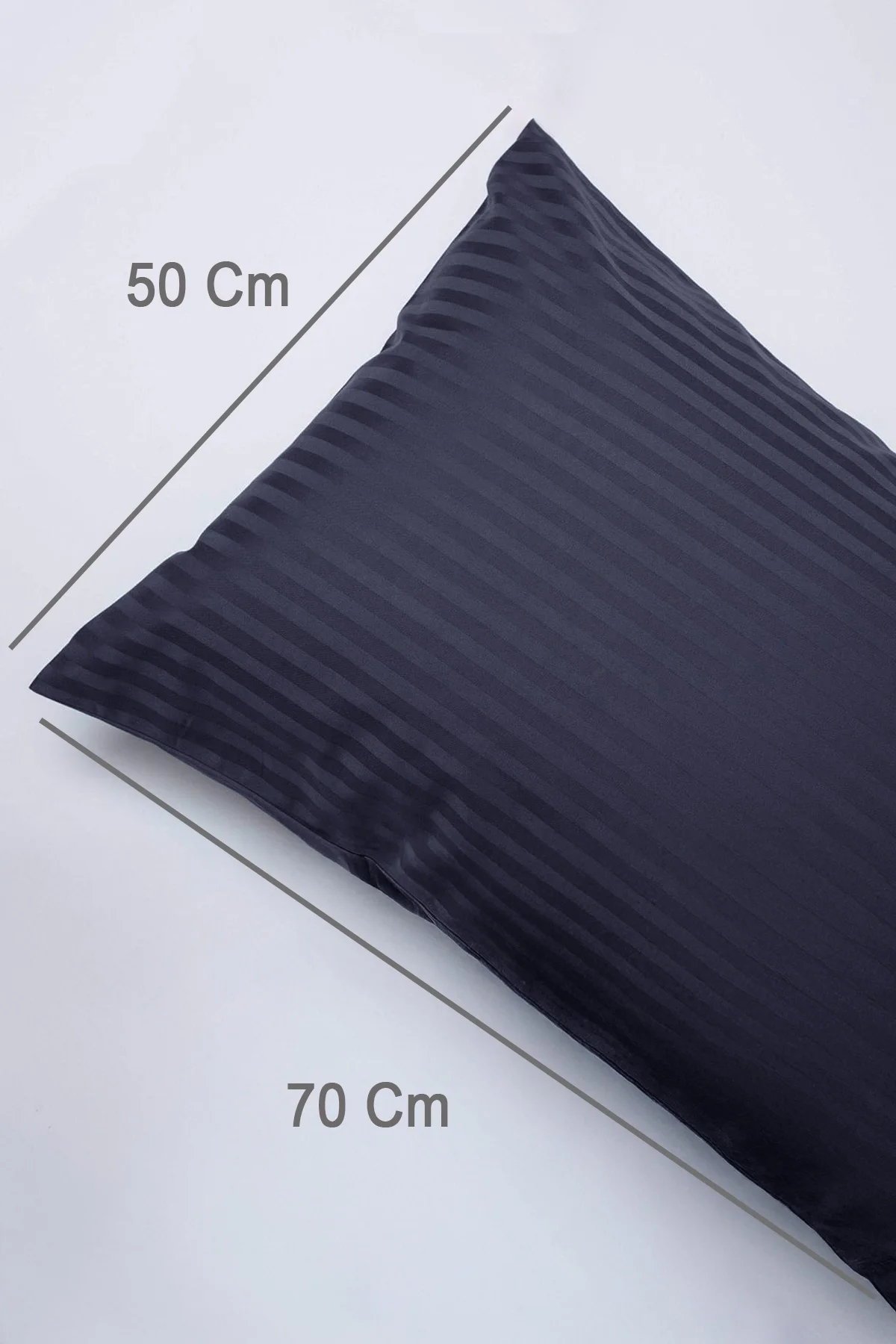 %100 Pamuk 2’li Çizgili Saten Yastık Kılıfı 50 X 70 cm - Antrasit - Vionel Home Görsel 3