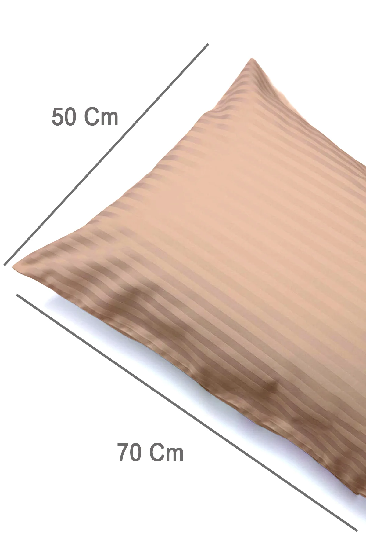 %100 Pamuk 2’li Çizgili Saten Yastık Kılıfı 50 x 70 Cm - Bal Köpüğü - Vionel Home Görsel 3
