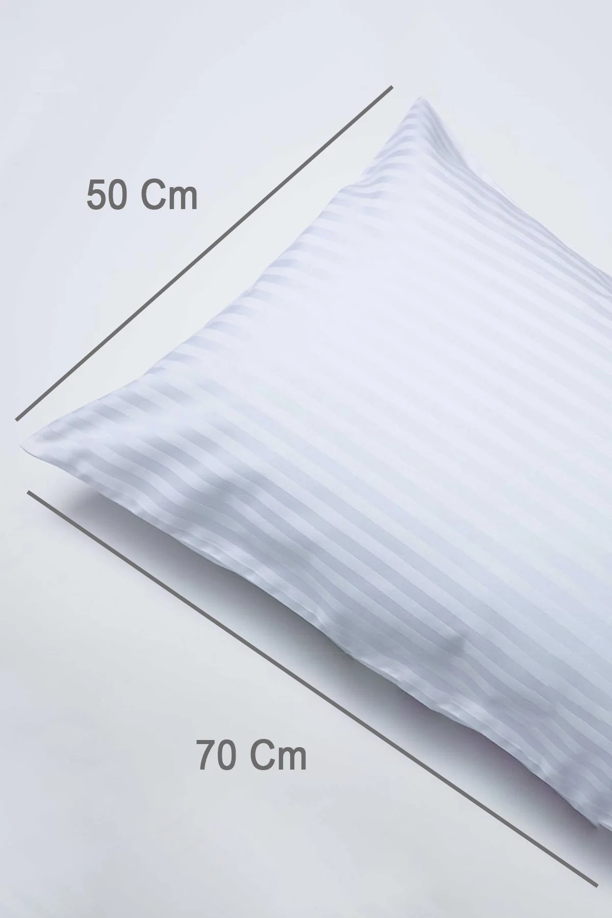 %100 Pamuk 2’li Çizgili Saten Yastık Kılıfı 50 x 70 cm - Beyaz - Vionel Home Görsel 3