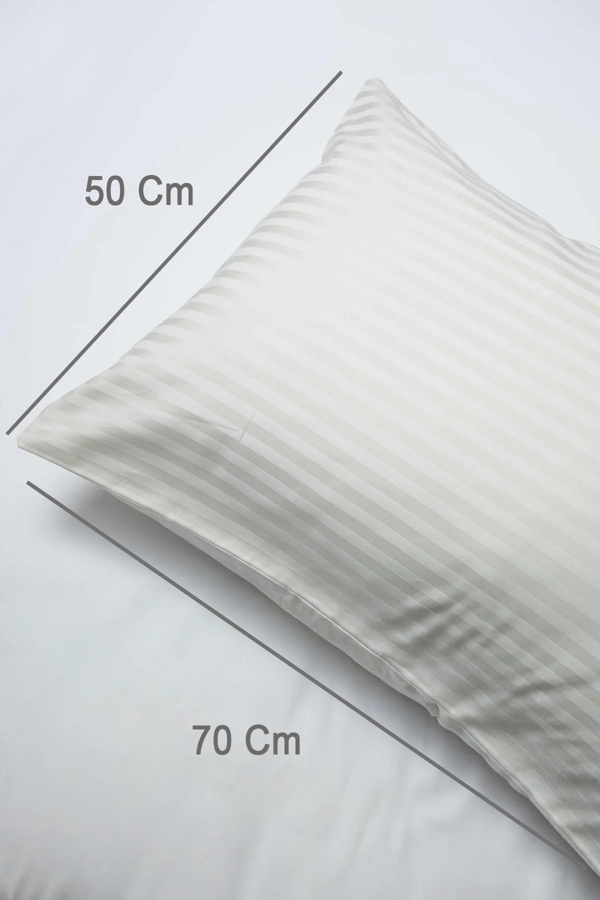 %100 Pamuk 2’li Çizgili Saten Yastık Kılıfı 50 x 70 cm - Ekru - Vionel Home Görsel 3