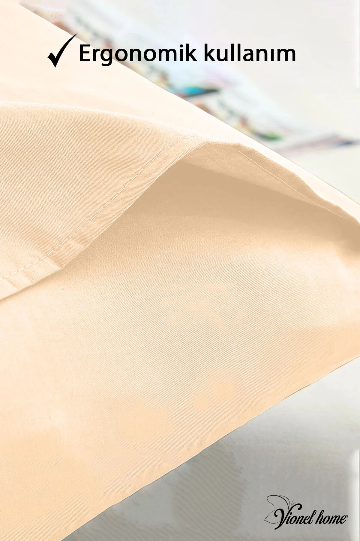 Pamuklu 2'li Yastık Kılıfı 50x70 Cm Düz Bej - Vionel Home Görsel 3