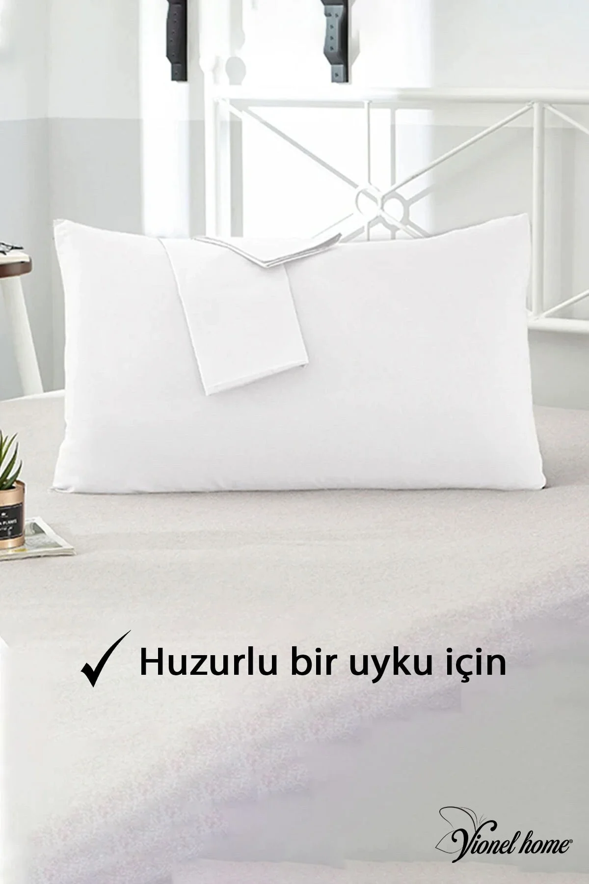 Pamuklu 2'li Yastık Kılıfı 50x70 Cm Düz Beyaz - Vionel Home Görsel 2