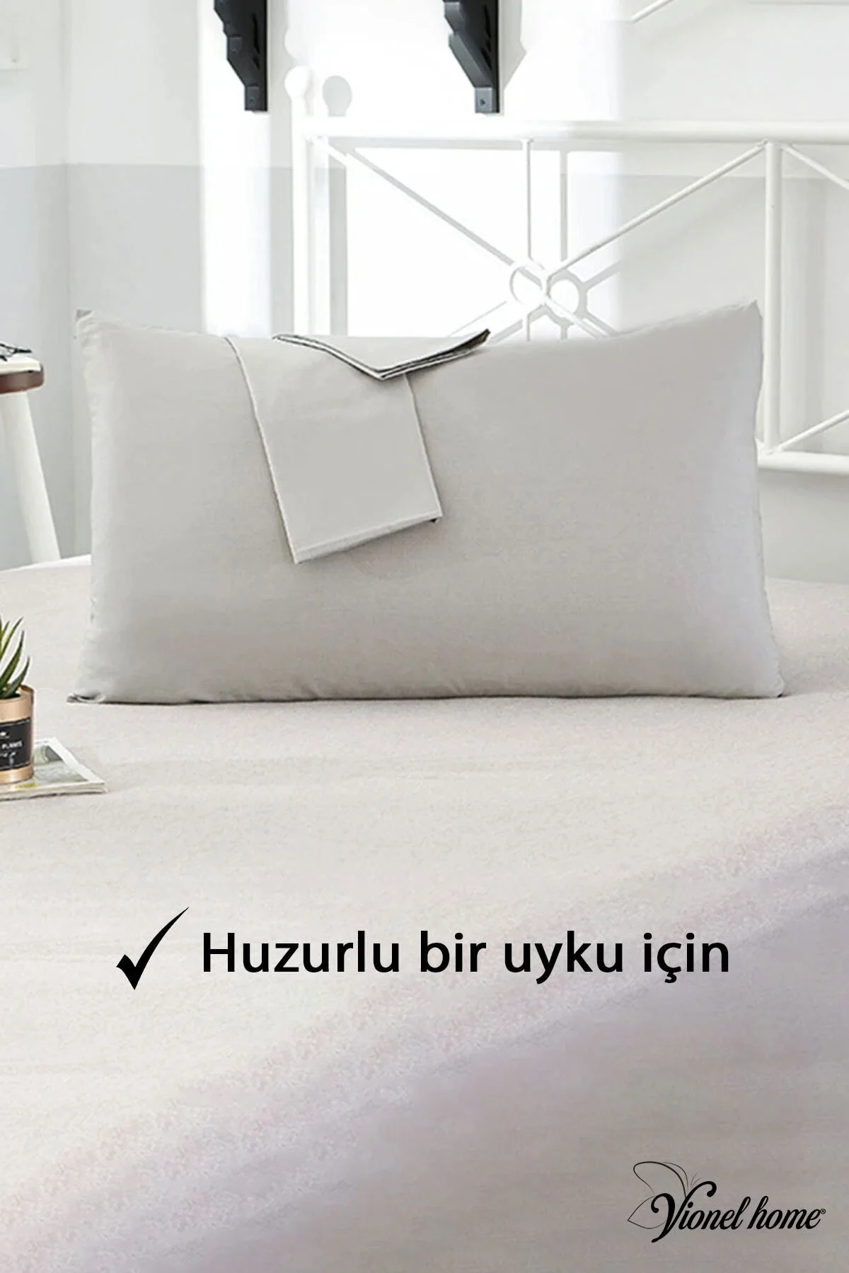Pamuklu 2'li Yastık Kılıfı 50x70 Cm Düz Gri - Vionel Home Görsel 2