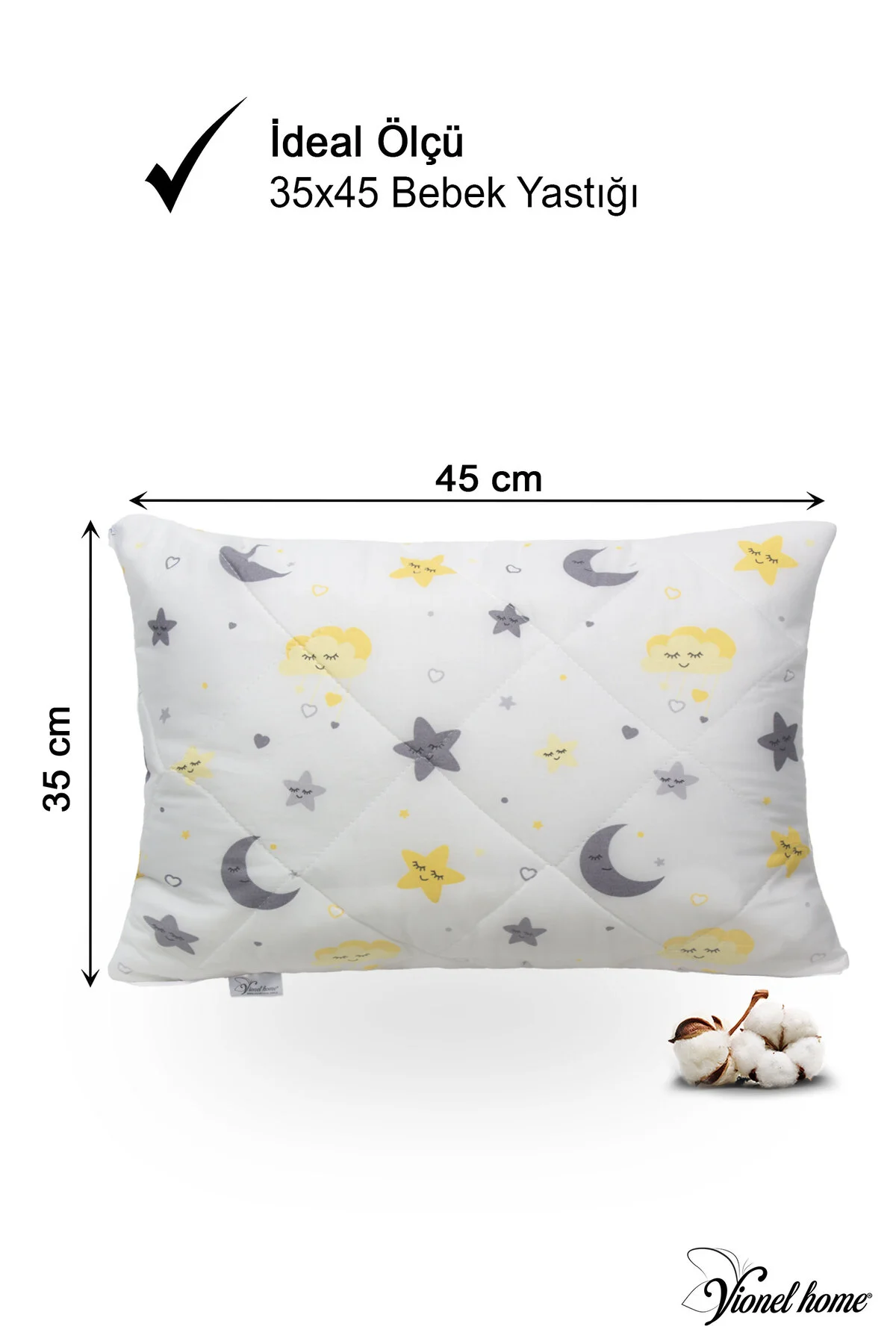 Kapitone Sıvı Geçirmez Bebek Yastığı | %100 Pamuk | Fermuarlı Tasarım |35x45 cm - Vionel Home Görsel 3