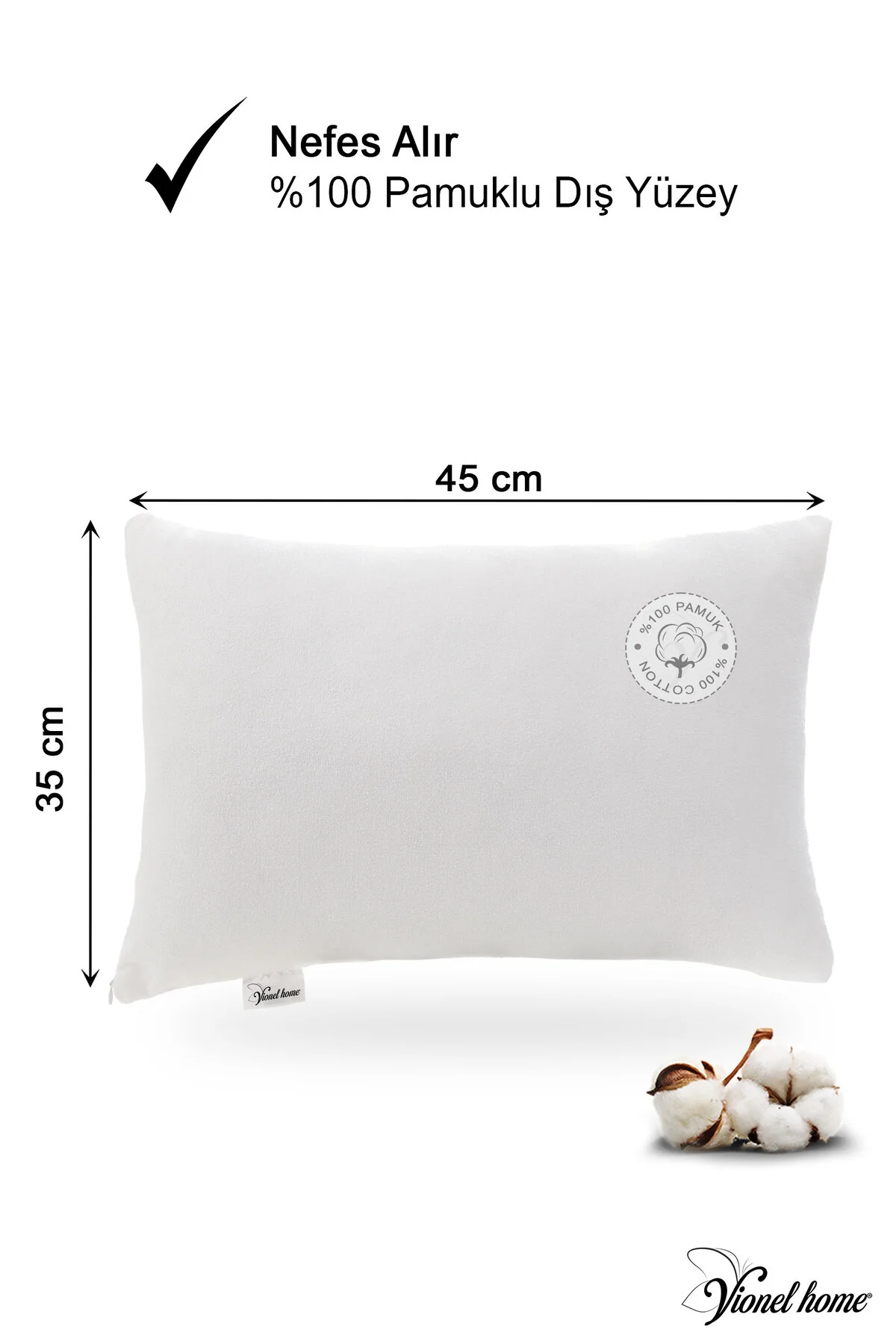 Sıvı Geçirmez Bebek Yastığı, Antialerjik Yastık , %100 Pamuklu, Boncuk Silikon 35x45 Cm - Vionel Home Görsel 2