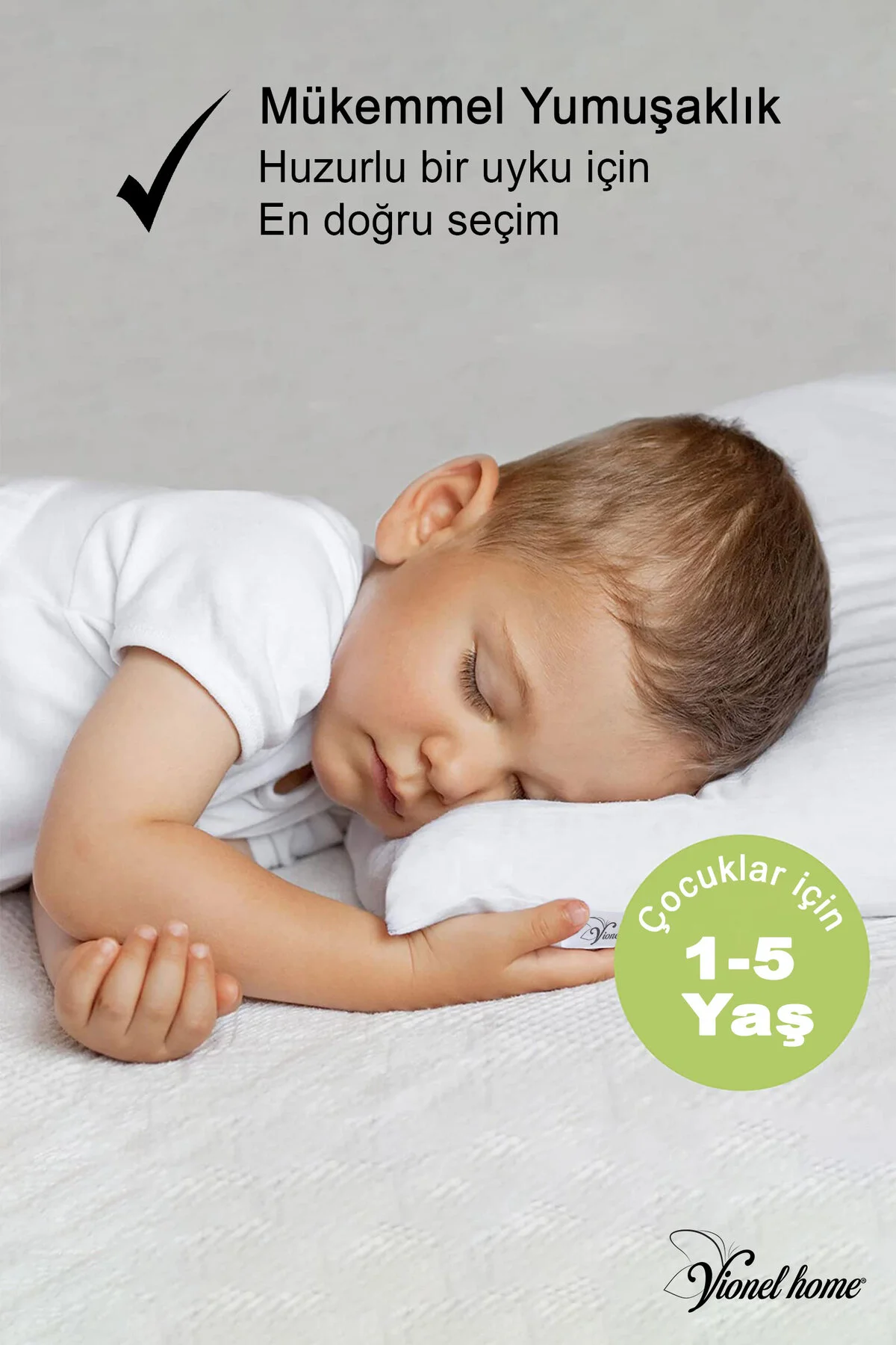 Sıvı Geçirmez Bebek Yastığı, Antialerjik Yastık , %100 Pamuklu, Boncuk Silikon 35x45 Cm - Vionel Home Görsel 6